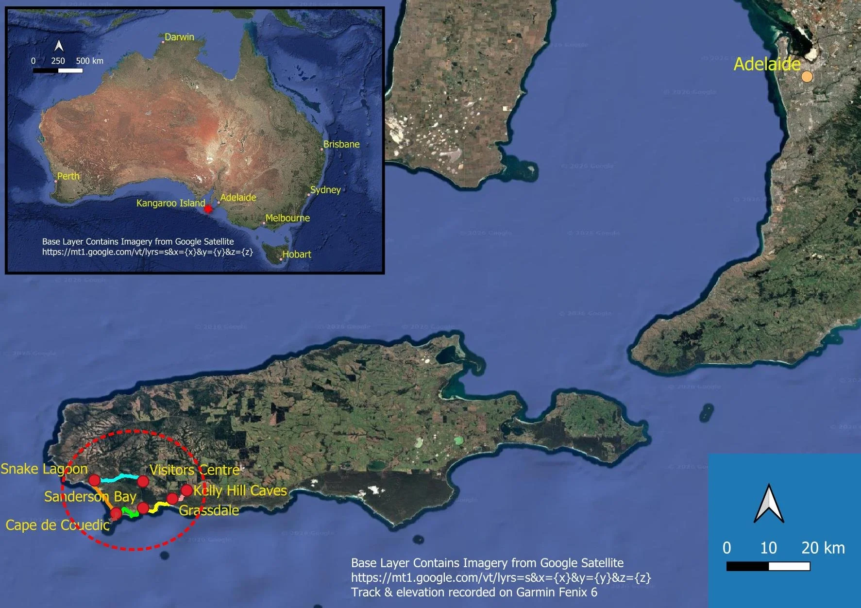 Flinders Chase Vis­i­tor Cen­tre to Snake Lagoon (Day 1) — Slower Hiking