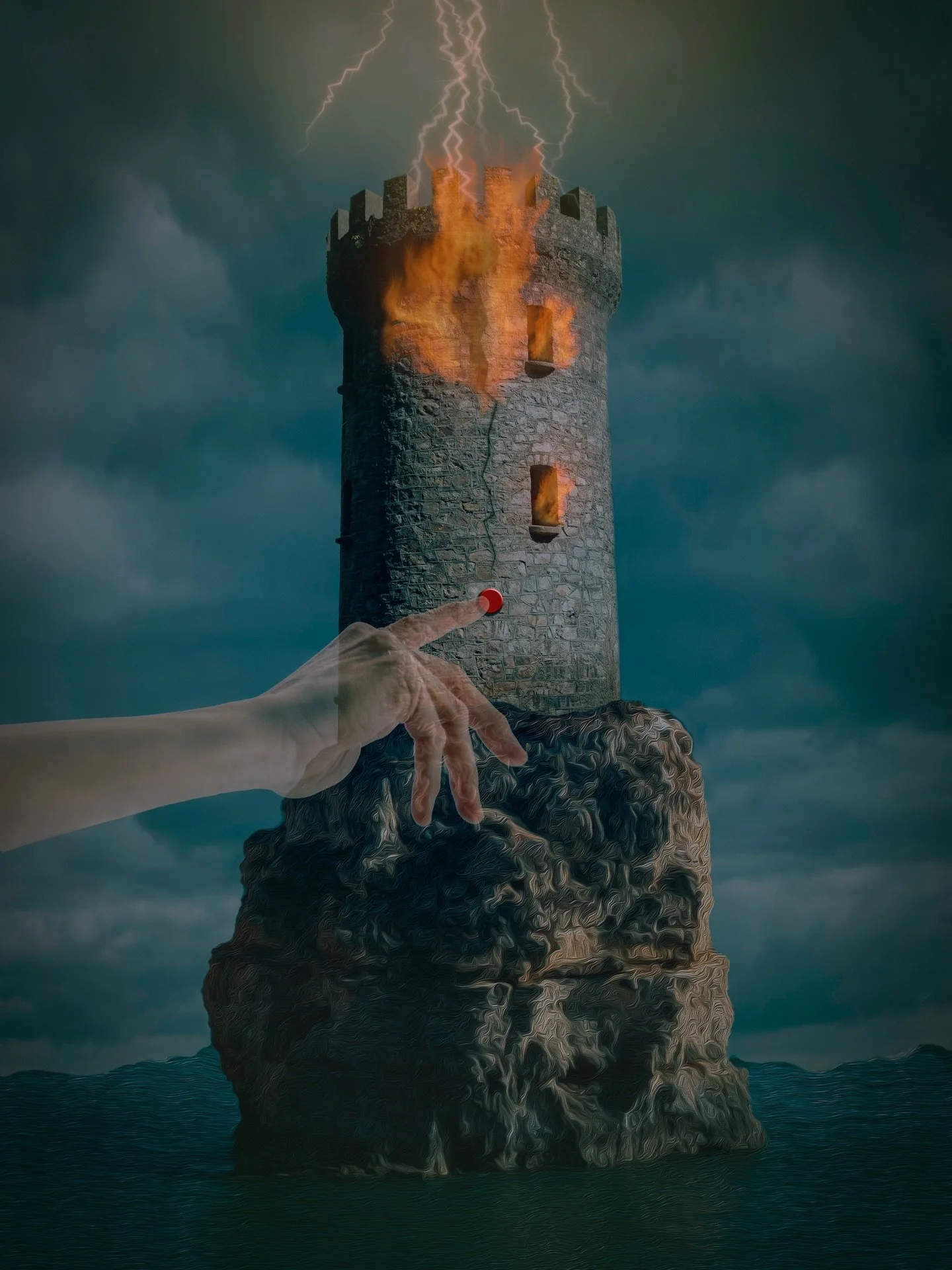 🥺 I was planning to wait to share this piece, but it speaks so perfectly to what feels like is happening right now.

This is my Tower card, and I&rsquo;m revealing it for the first time. In my version, it shows the hand of God resetting something we