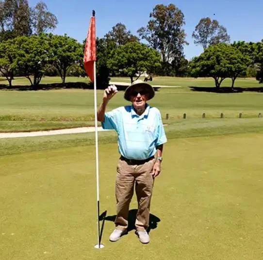 Indooroopilly Golf Club's oldest member Hugh Brown makes playing golf at the age of 99 look easy.