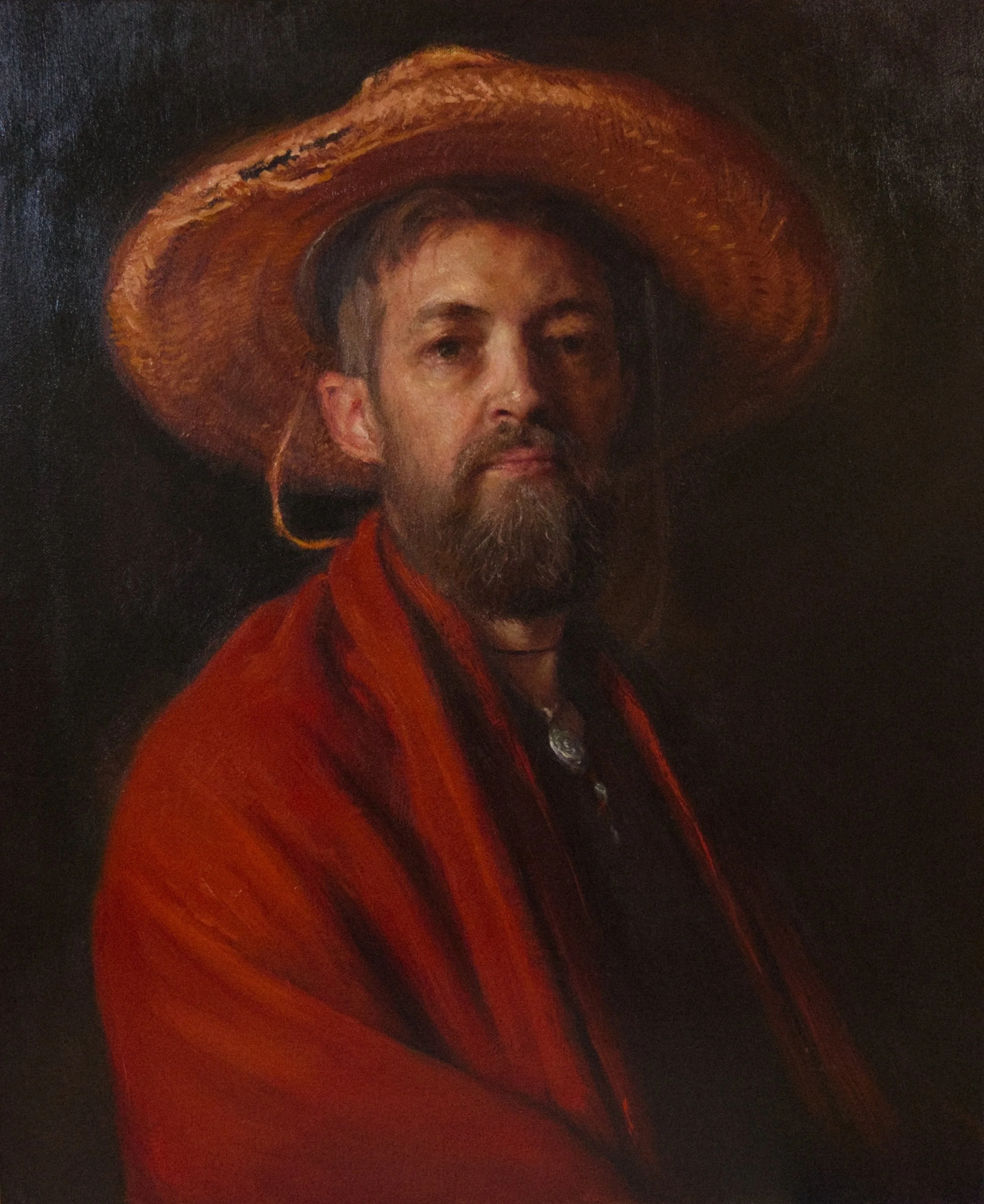 "Scott In An Old Straw Hat" Oil on canvas. 2026
