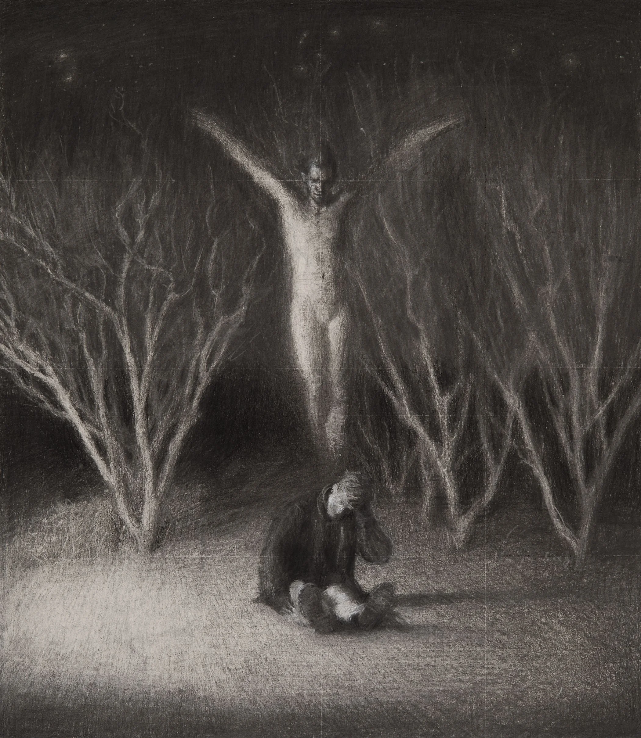 "Daemon and Eidolon" Charcoal on Stonehenge paper