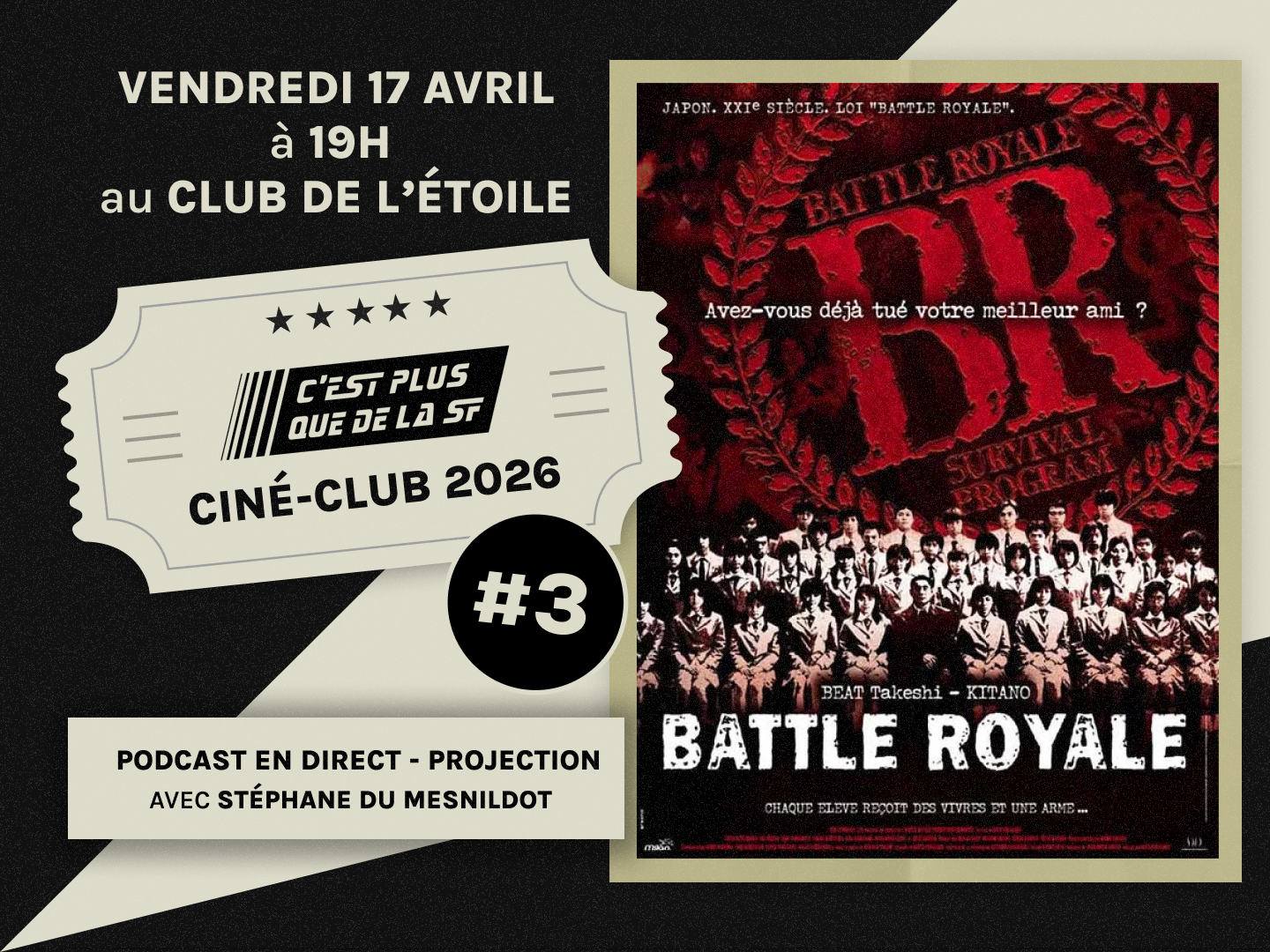 Venez assister à la projection du film Battle Royale à Paris