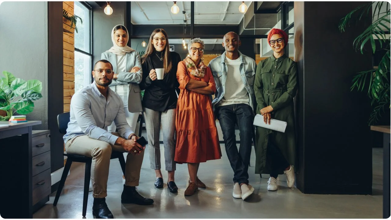 Group of people smiling office