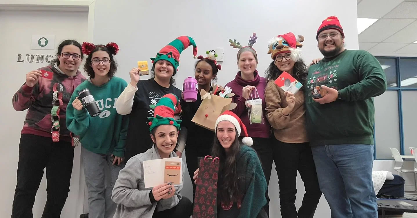 Yesterday our team got together, shared a meal, celebrated the holidays, and got trapped in a room. Only half of the team made it out, but fun was had none the less! 

From the team at Santana Behavioural Services, we want to wish you happy holidays!