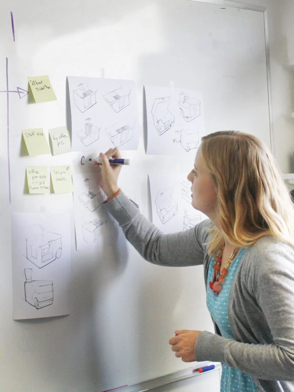 Brainstorming during an ideation session at Trident Design.