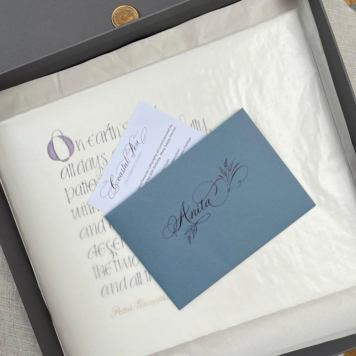 There&rsquo;s been a little flurry of activity at my desk this month. Here is one piece that was requested for a special birthday. I do love a bit of Weaver Script &amp; sentimental clients. 

#calligraphypoem #calligraphyuk #scottishcalligrapher #sc