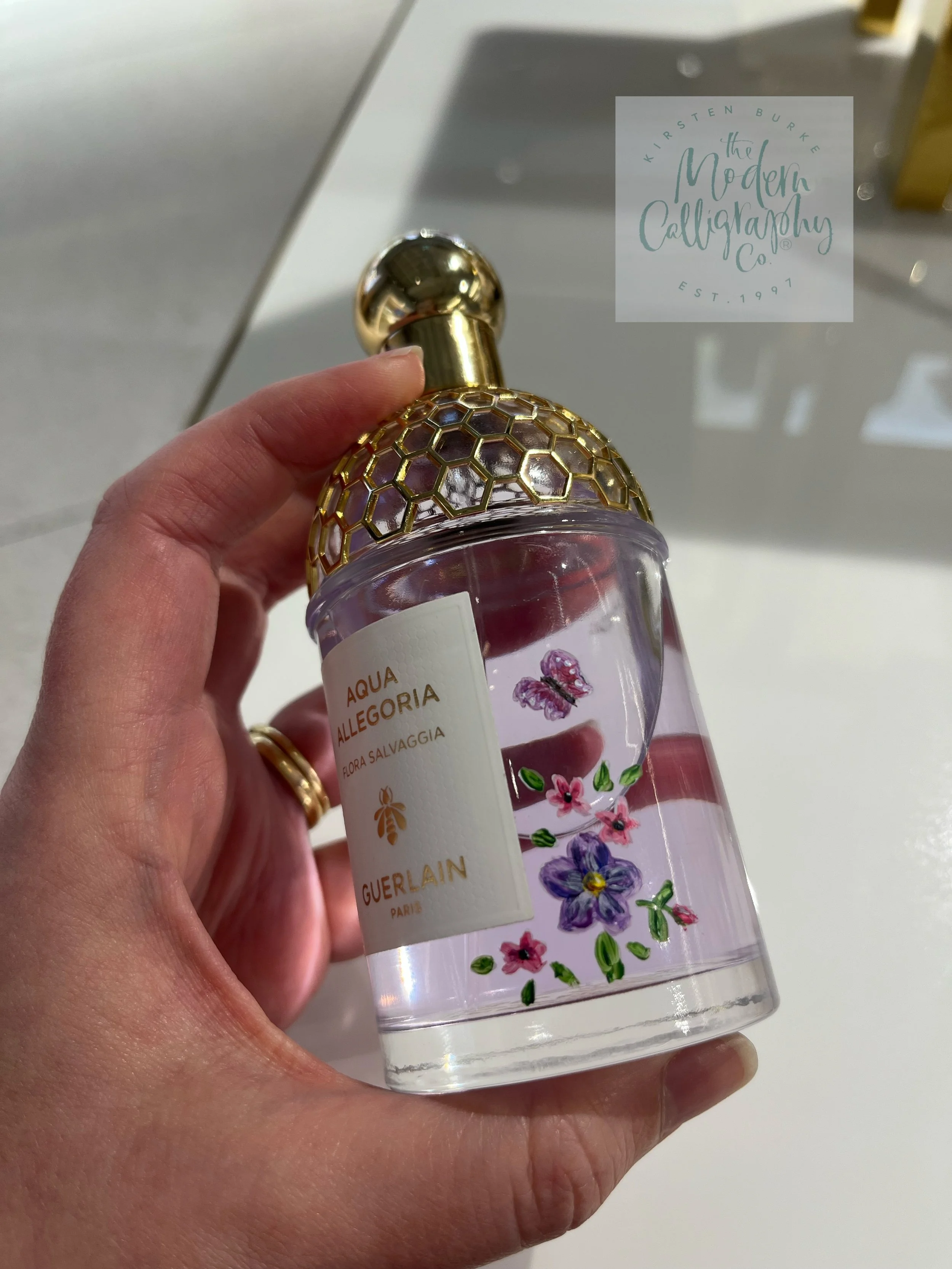 Hand painted perfume bottle in store