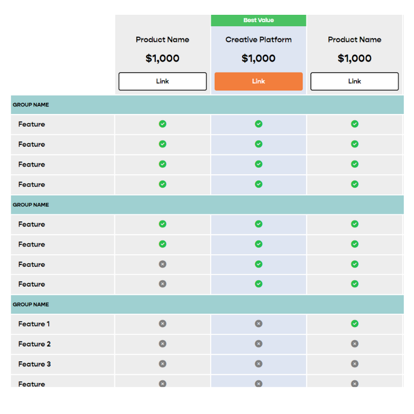 Free Online Comparison Table Generator for Any site — Launch Hub Studio