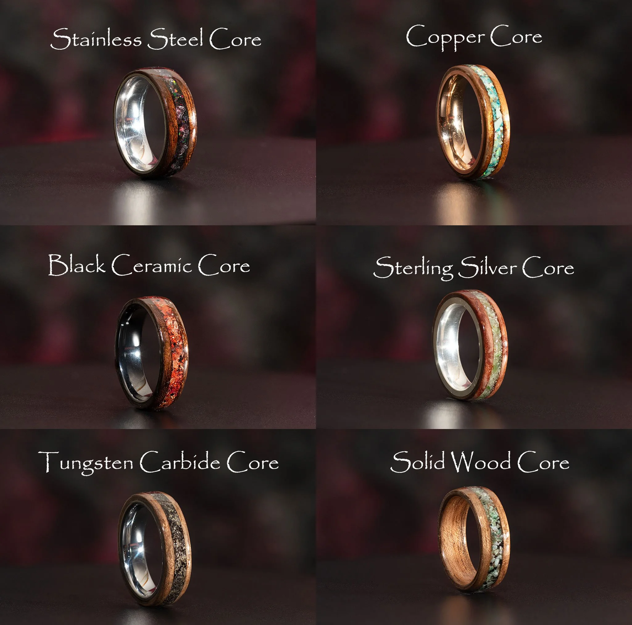 Smoked Rosewood Ring with Red Rose and Brass | Nature inspire ring