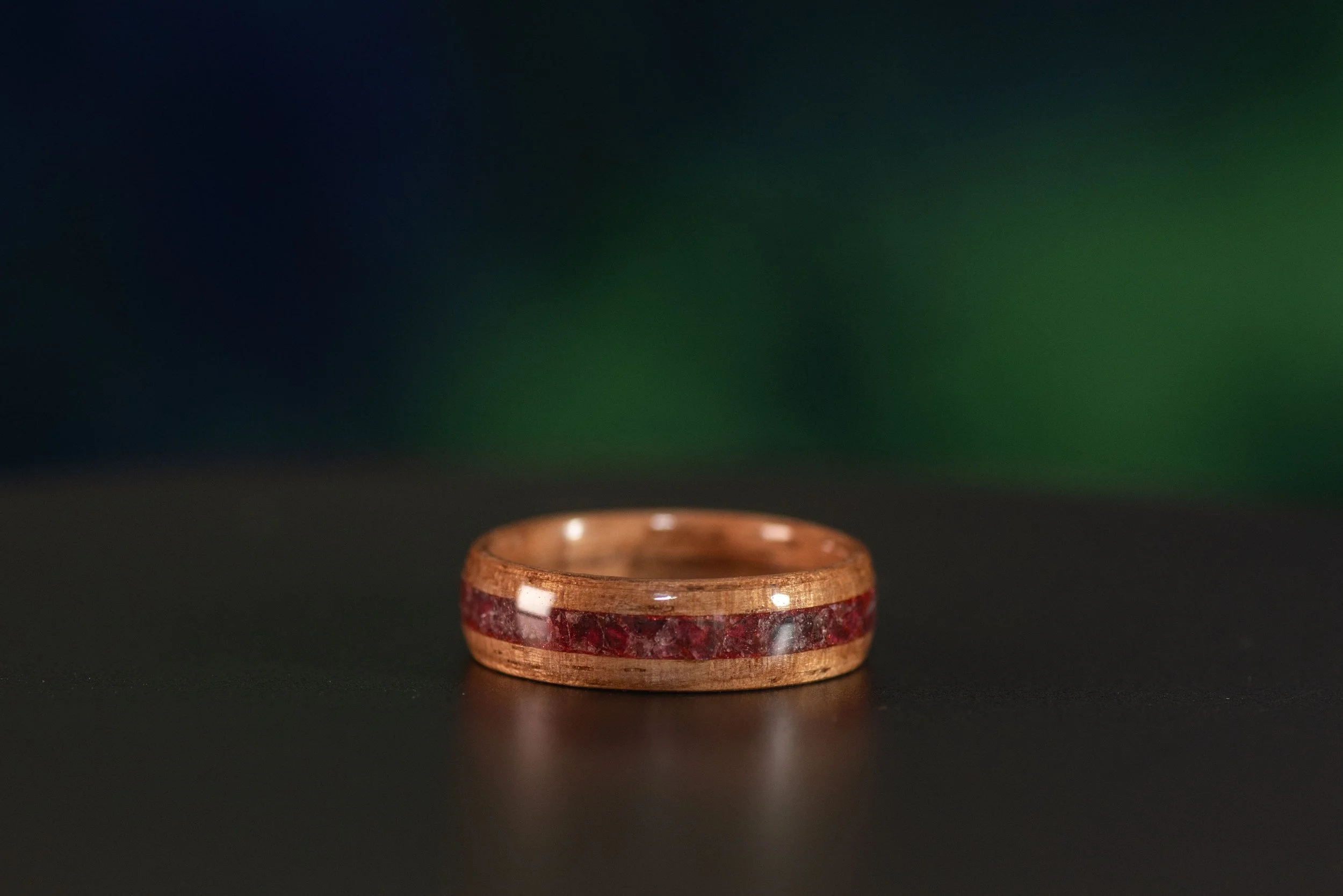 Black Walnut & Garnet Wood Ring