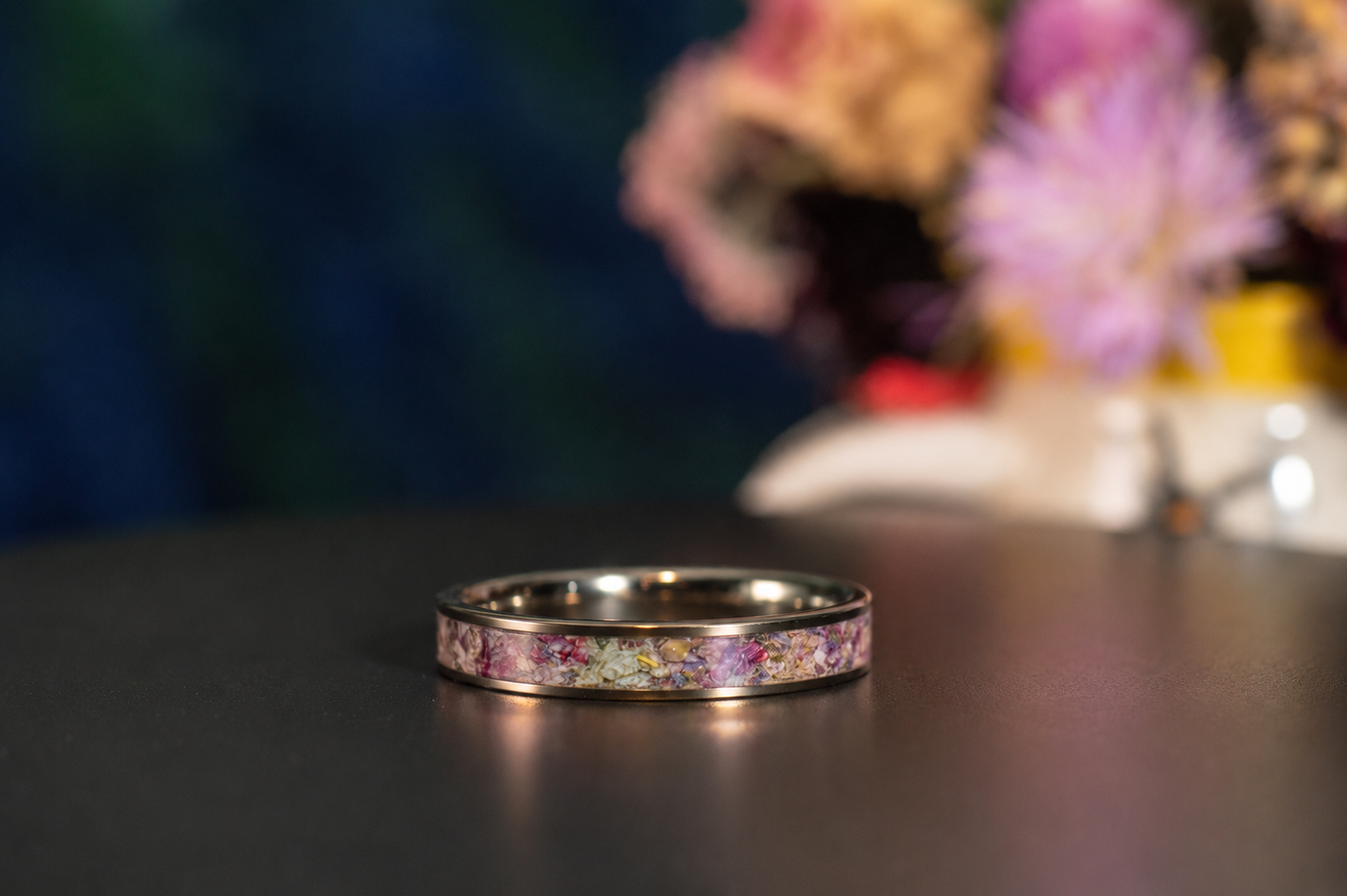 Titanium Flower Rings in Different Widths
