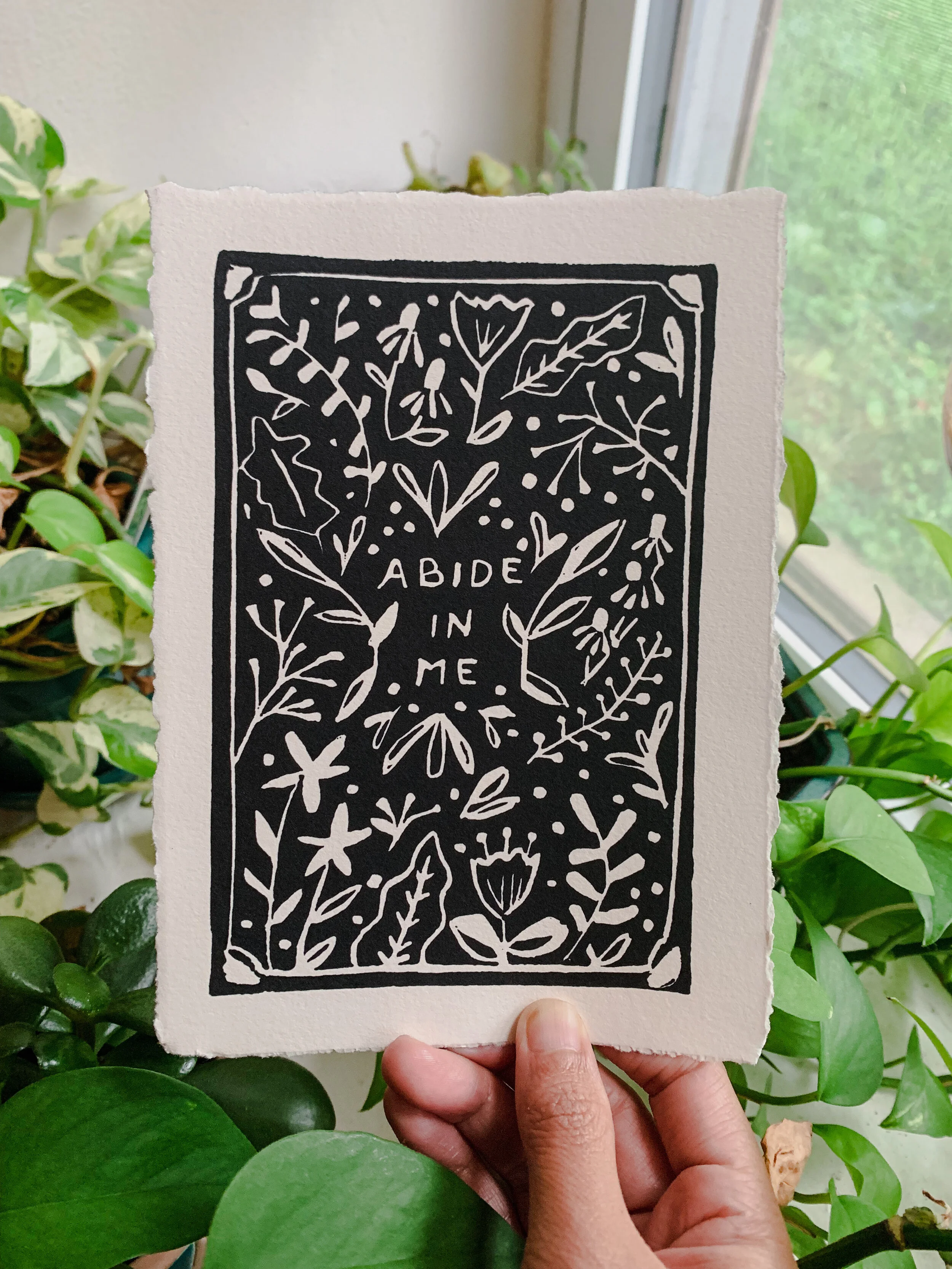 "Abide In Me" Block Print Reproduction