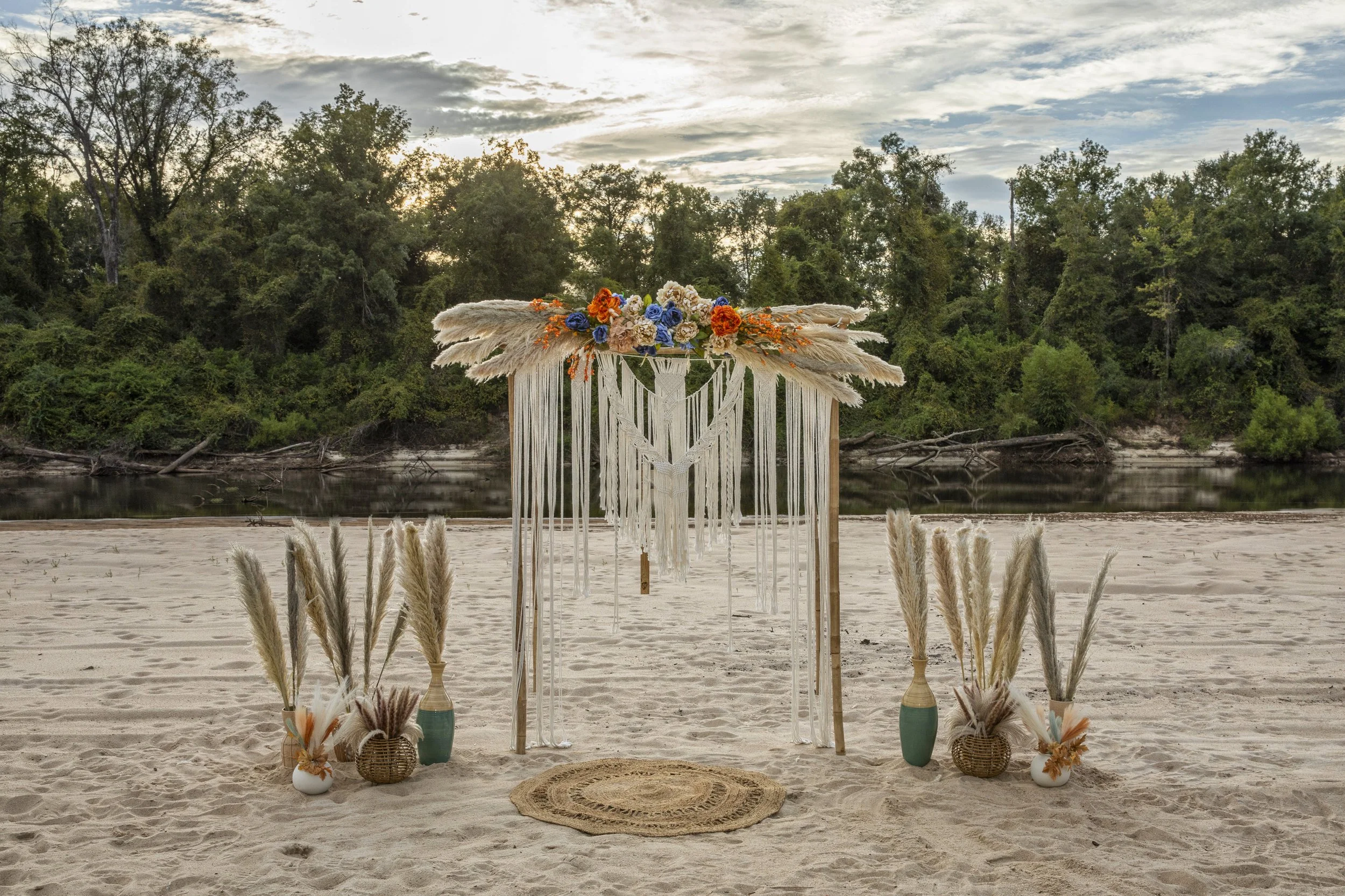 Ceremony Backdrop - Decorated Bamboo Square Pergola.JPG