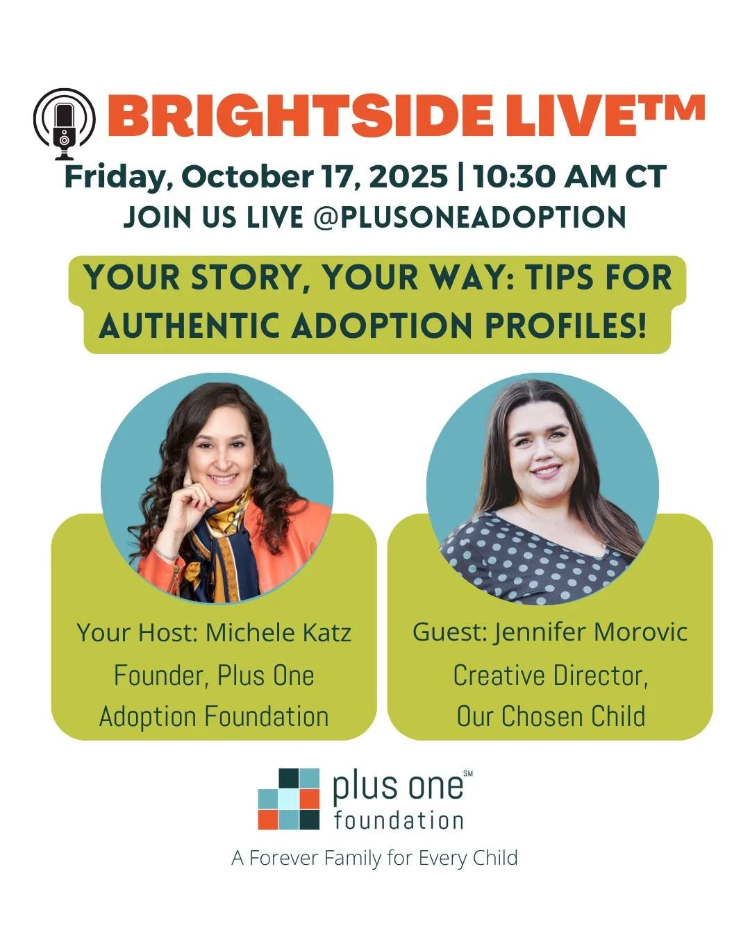 ✨ Big news! ✨ Join us Friday, Oct 16 at 10:30 AM CT for a special conversation with Jennifer Morovic from Our Chosen Child about creating adoption profiles that truly tell your family&rsquo;s story. 🖌️📸

We&rsquo;re so close to 1,000 followers! If 