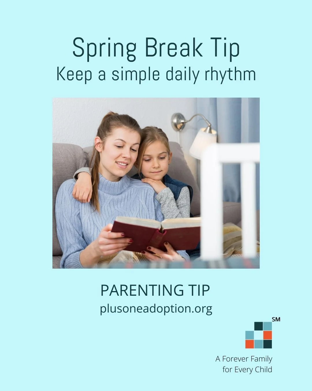 Spring break can be fun &mdash; but children often feel more secure with structure.

With the spring forward time change this week, routines may already feel a little off. A simple daily rhythm can help everyone reset:

☀️ Morning activity
📚 Quiet o