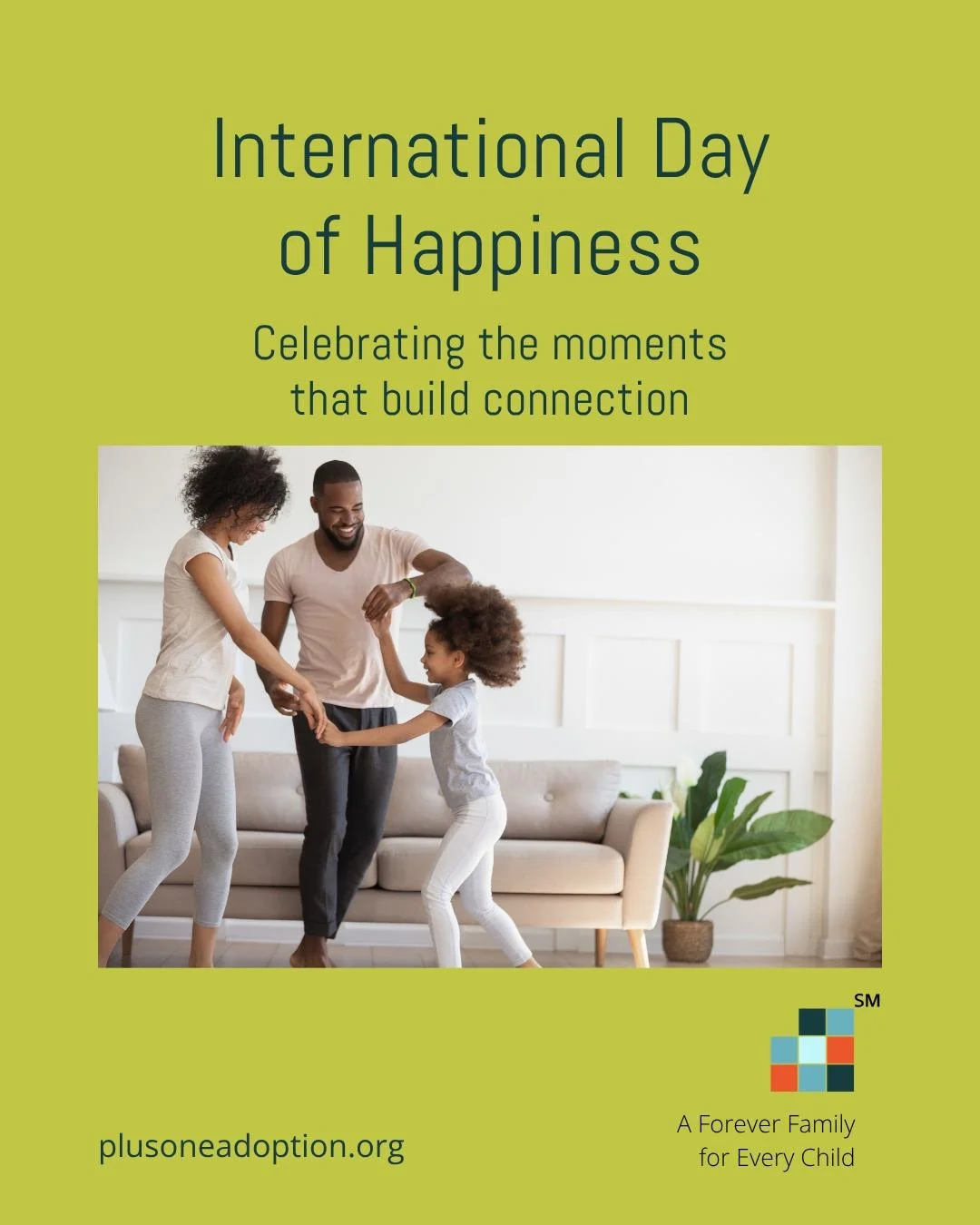 Happy International Day of Happiness! ✨

Celebrate the small joys &mdash; shared laughter, reading together, or just being present &mdash; that build connection and happiness for your adopted child. 💛

#PlusOneAdoption #ForeverFamily #adoption #adop