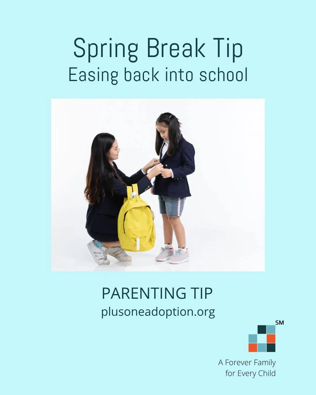 Spring break looks different for every family &mdash; and transitions can be tough. 🌱

Tips to ease your child back into school:

Preview the schedule 📅
Keep routines consistent ⏰
Practice calm resets 🌟

Small steps help big shifts feel manageable