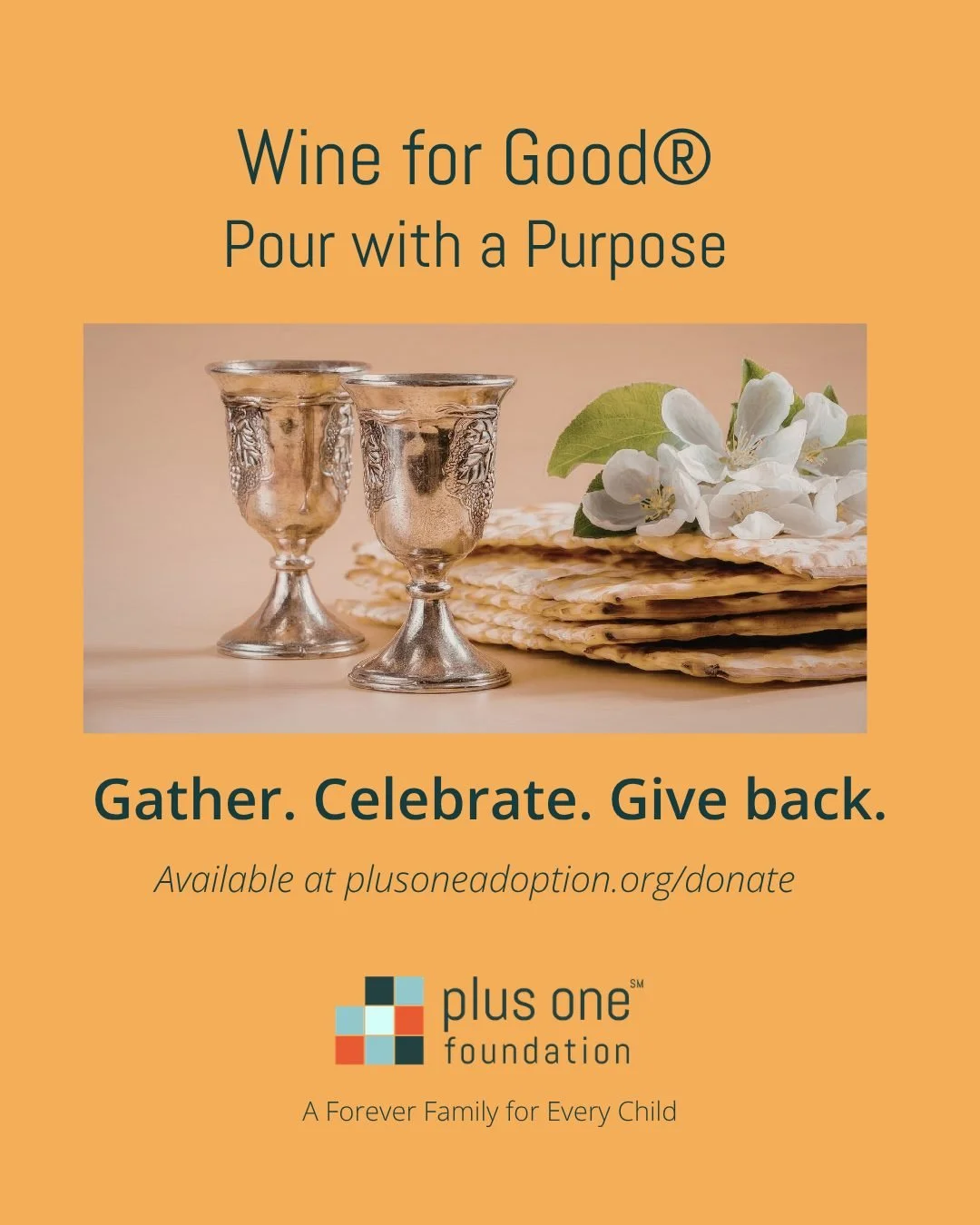 🍷 Passover is almost here!

Pour with a Purpose &mdash; our signature Wine for Good&reg; supports families through adoption, with $18 or 18% from each bottle going directly to Plus One Adoption.

Make your holiday celebrations extra meaningful. Gath