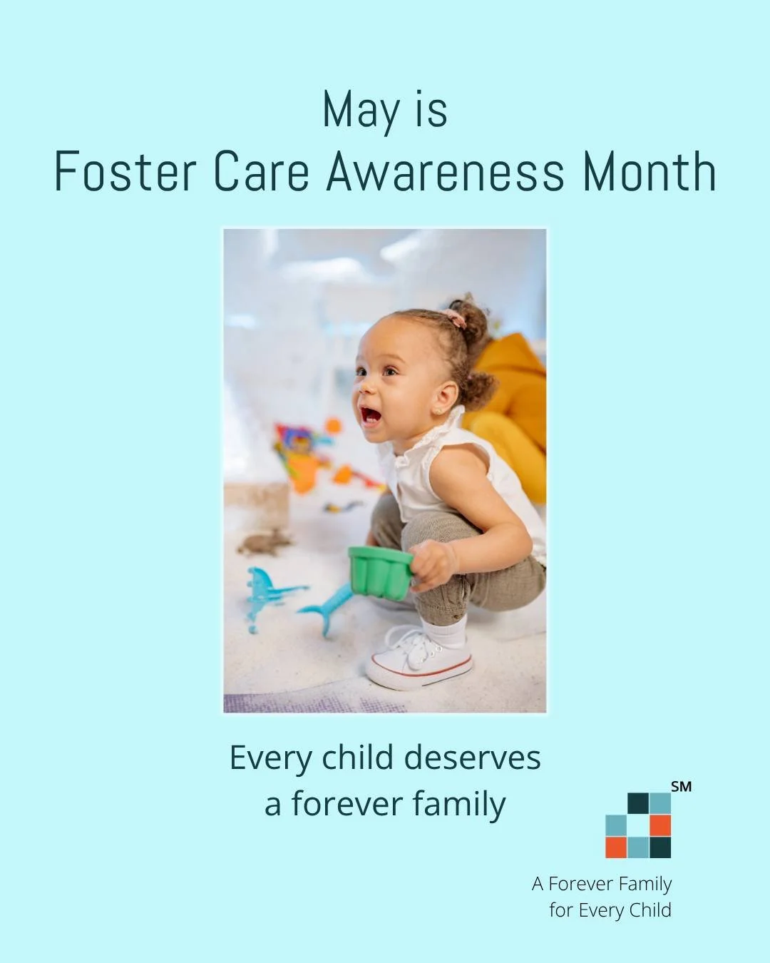 May is National Foster Care Awareness Month 💙

Thousands of children are in foster care right now&mdash;waiting for stability, connection, and in many cases, a forever family.

Adoption from foster care is one path to growing your family.

It may no