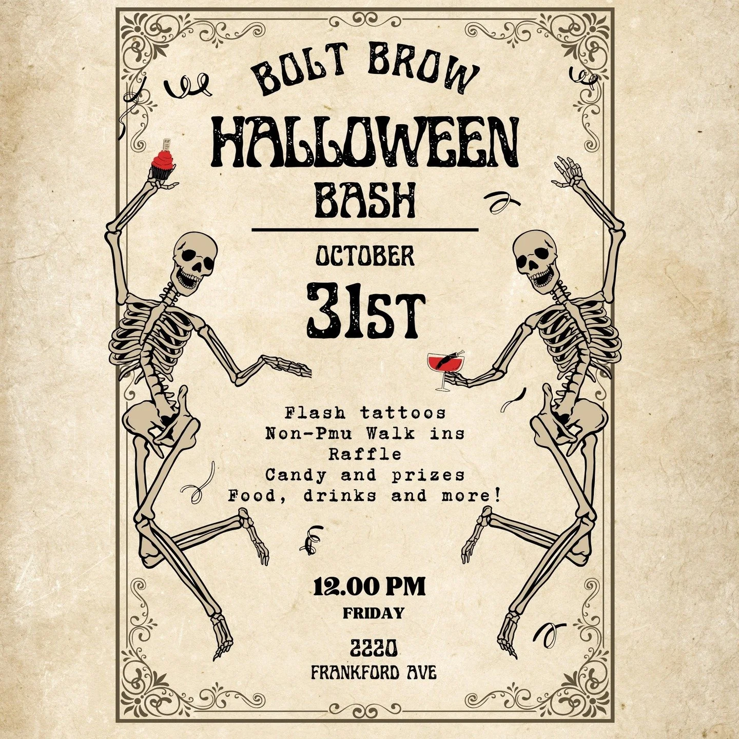 Spooky season is upon us! Join us on Friday Oct 31st for our annual Halloween party! 👻 We'll be offering flash tattoos, raffles, candy, prizes, drinks, snacks and more! See you at noon 🧡🎉🧟&zwj;♀️🕷🕸💫
#halloween #halloweenparty #tattooshop #pmu 
