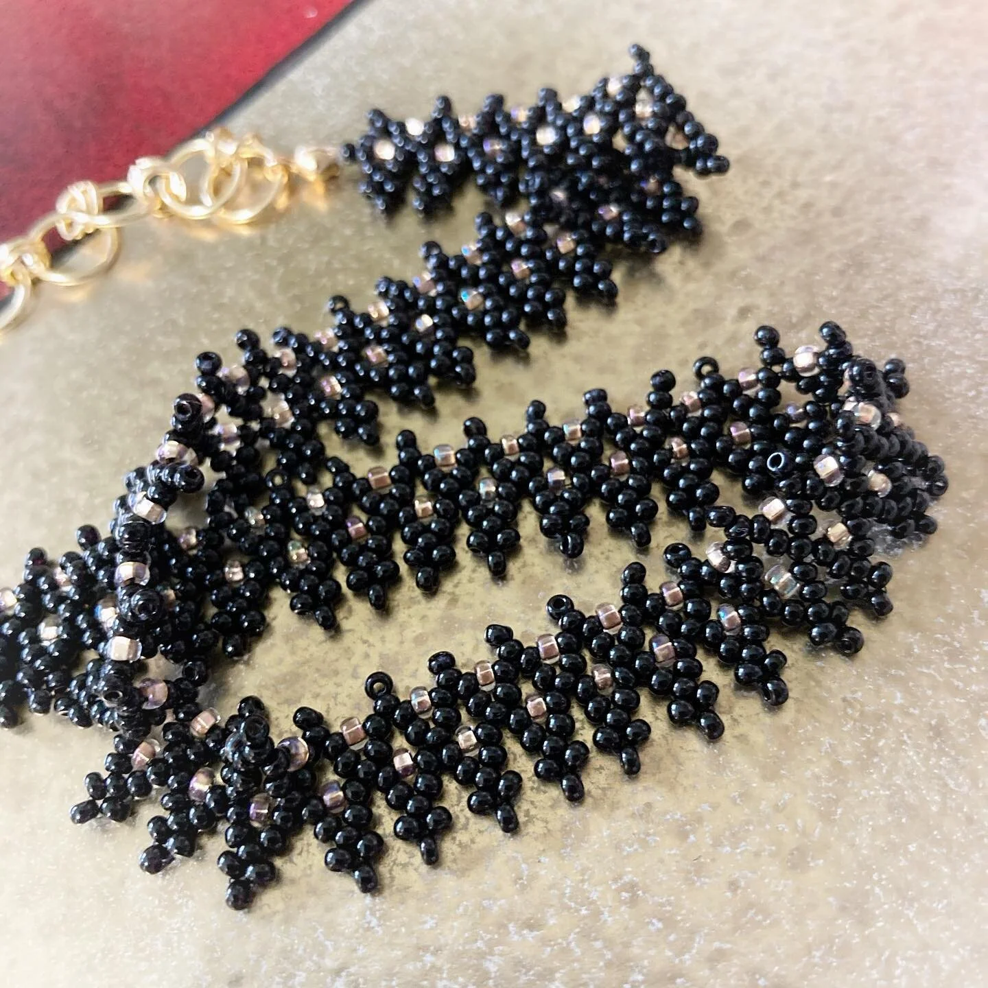 New item... choke me #handmadejewelry 

Side note, it&rsquo;s day 8 out of 24 (YES TWENTY-FOUR) of quarantine and I&rsquo;m bored enough to put makeup on AND edit the wrinkles out of my photos. Who am I becoming 😱?! Oh well💁🏻&zwj;♀️ .. my neck is 