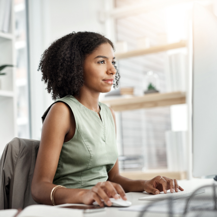 Women working on local citations for her small business.
