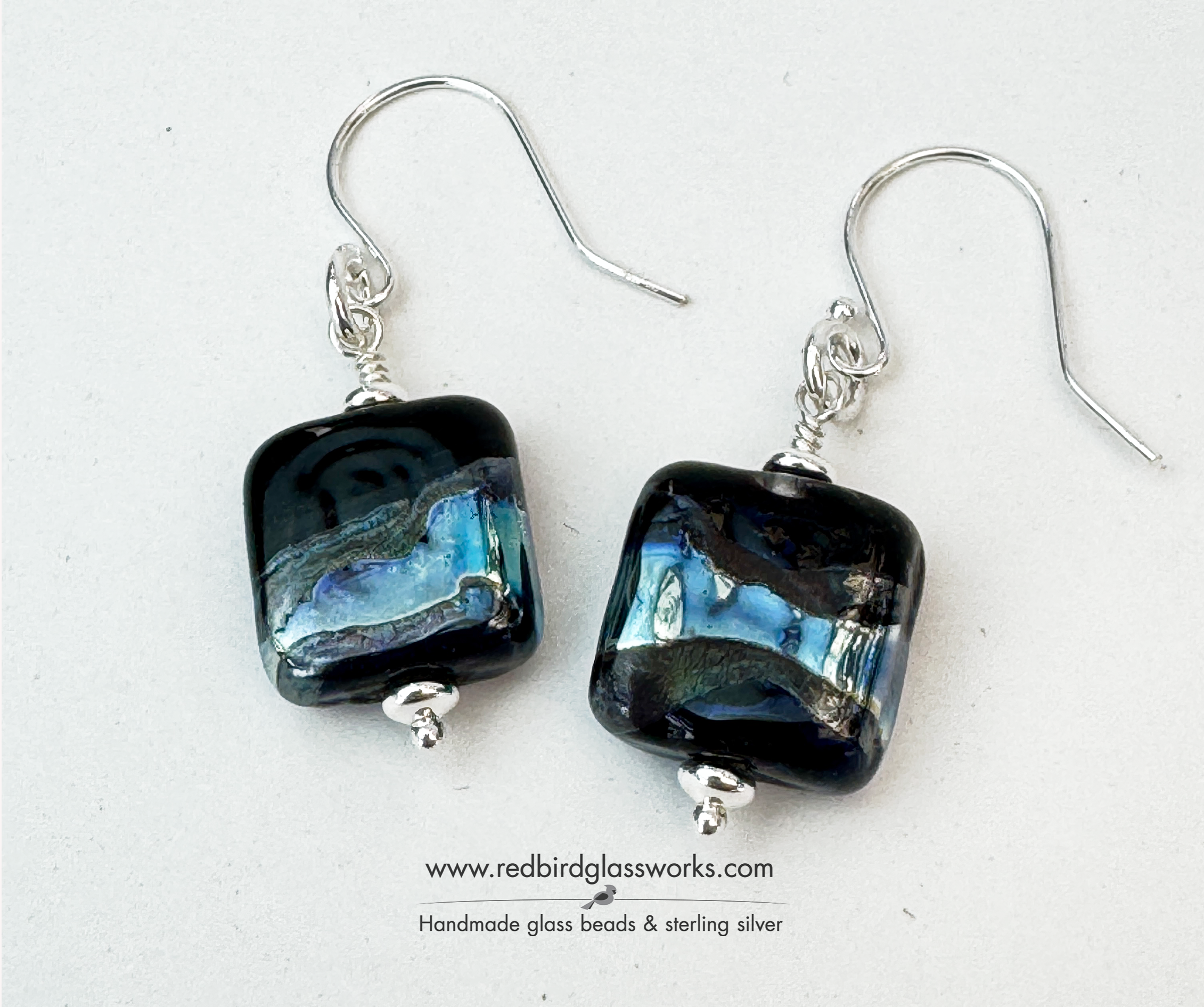 Black Metallic Tab Earrings
