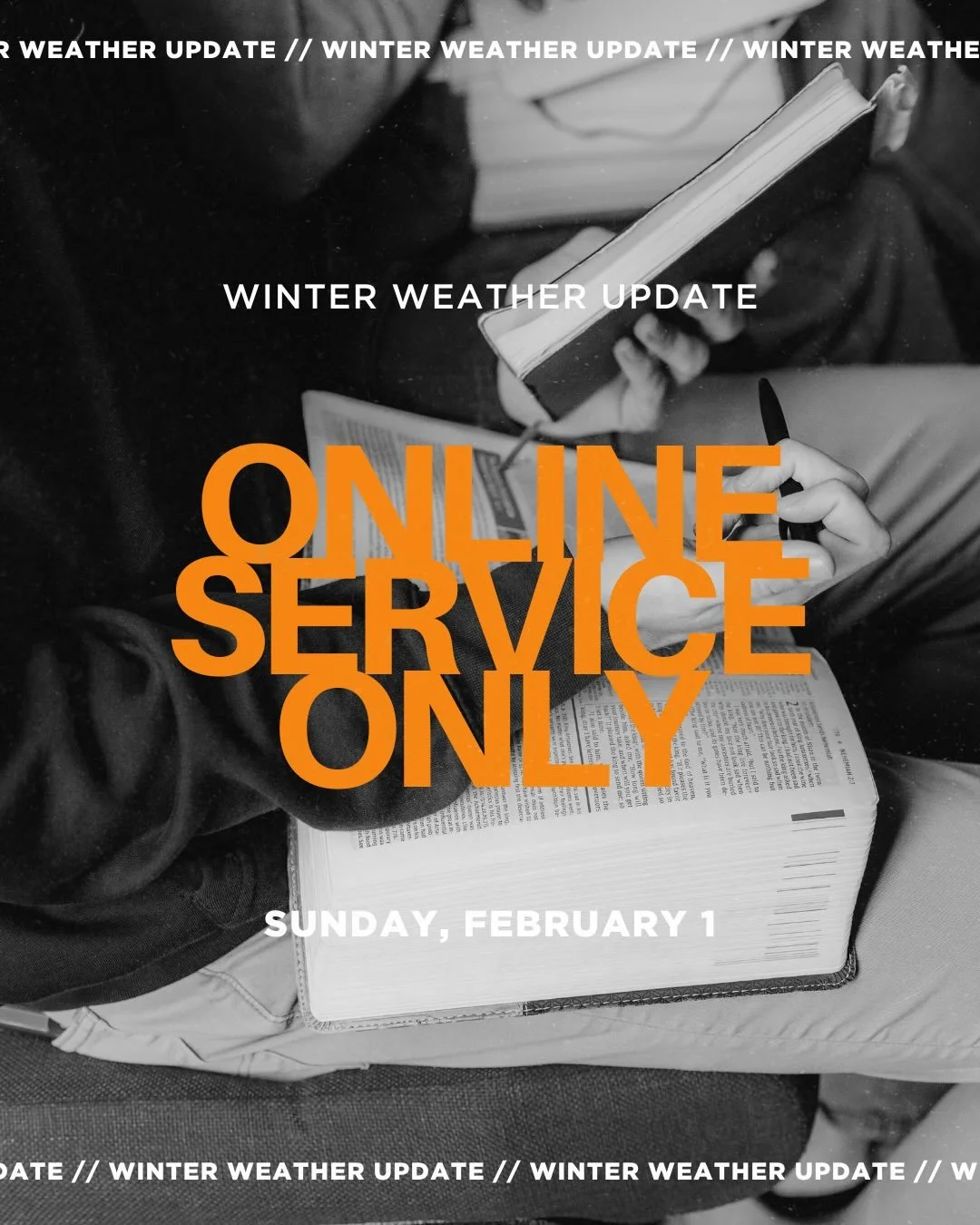 ❄️No In-Person Services on Sunday, February 1❄️

Due to the snow Charlotte is currently blanketed in, we will not be gathering in person this Sunday. Instead, join us online at 9:30 AM on Sunday for a replay of our Friday night service. You can join 
