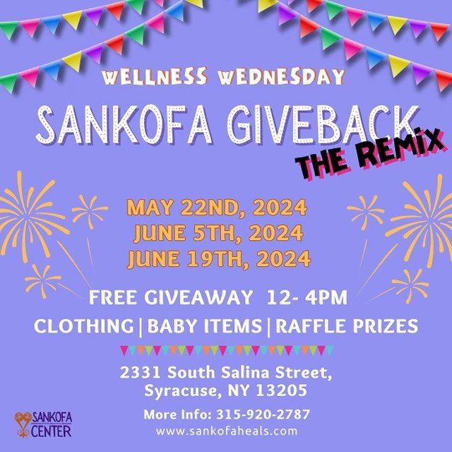 It&rsquo;s that time the of year again !!🎉
Join Sankofa for the Sankofa GiveBack Remix !
This event is FOR US, BY US! Sankofa Reproductive Health and Healing Center is hosting our 4th Annual Community Give Back event &amp; we added 3 dates to make s