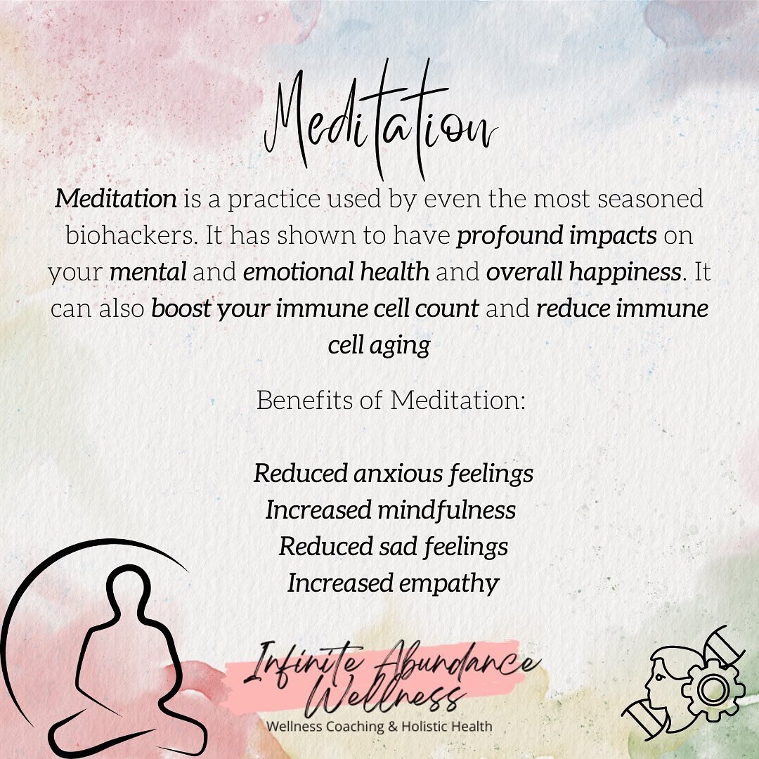 Ommmmm&hellip;.. 🧘ommmmm

Meditation is a practice used by even the most seasoned biohackers. 

It has shown to have profound impacts on your mental and emotional health and overall happiness. 

Plus, here&rsquo;s the kicker, did you know that medit