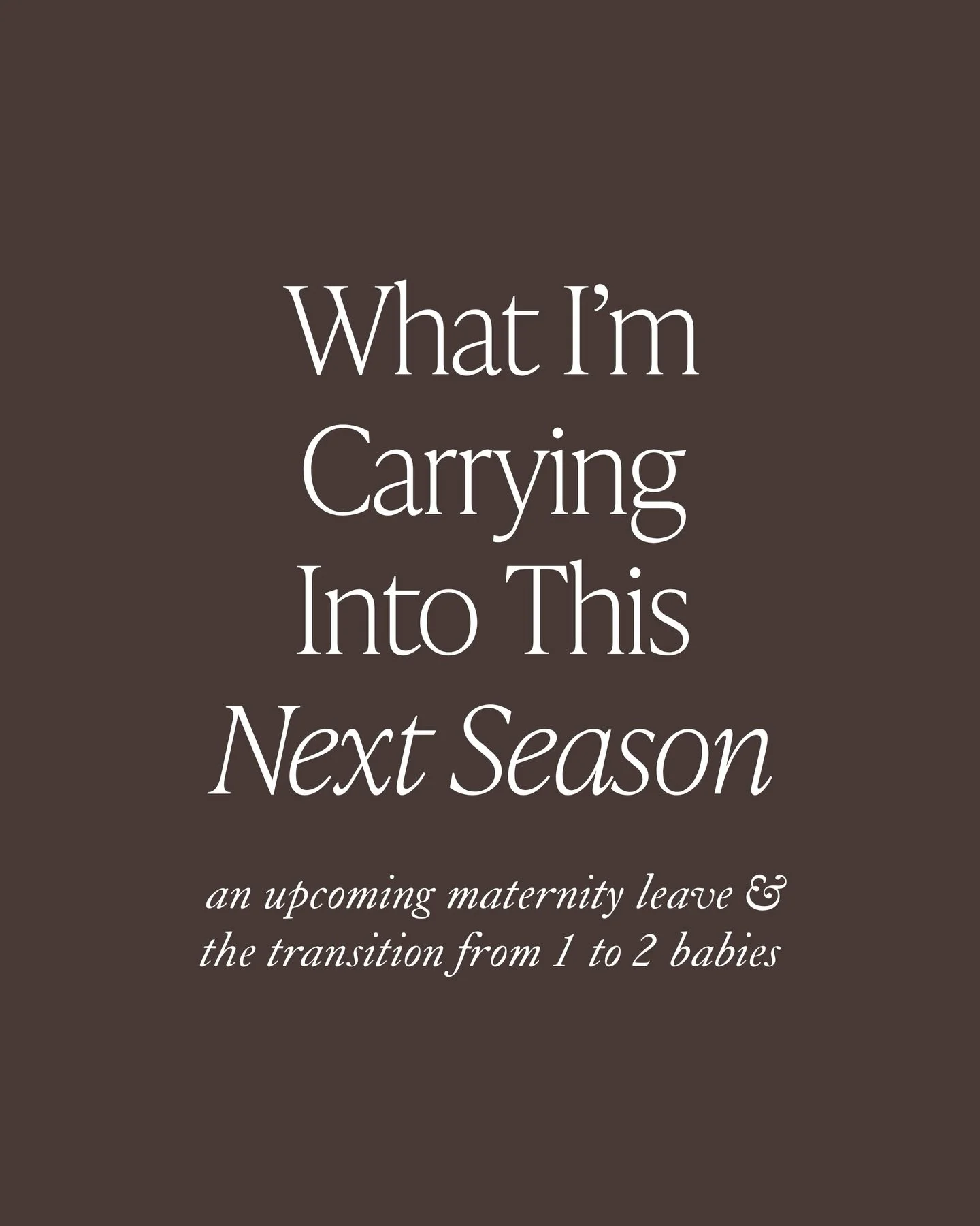 While the rest of the world speeds up, I feel my world slowing down.

As I prepare for my next maternity leave and for transitioning from 1 to 2 babies, I&rsquo;ve felt a tug to intentionally focus on specific things.

You can read the full post in m