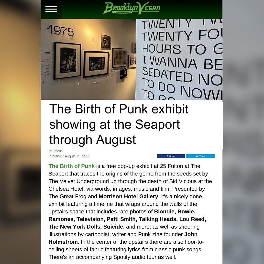 ⚡️@BrooklynVegan: @MorrisonHotelGallery&rsquo;s &lsquo;The Birth of Punk&rsquo; exhibit showing at the Seaport through August ⚡️

🤘🤘🤘

#Punk #PunkRock #MorrisonHotelGallery #RocknRoll #MusicPhotography #Blondie #Bowie #Ramones #Television #PattiSm