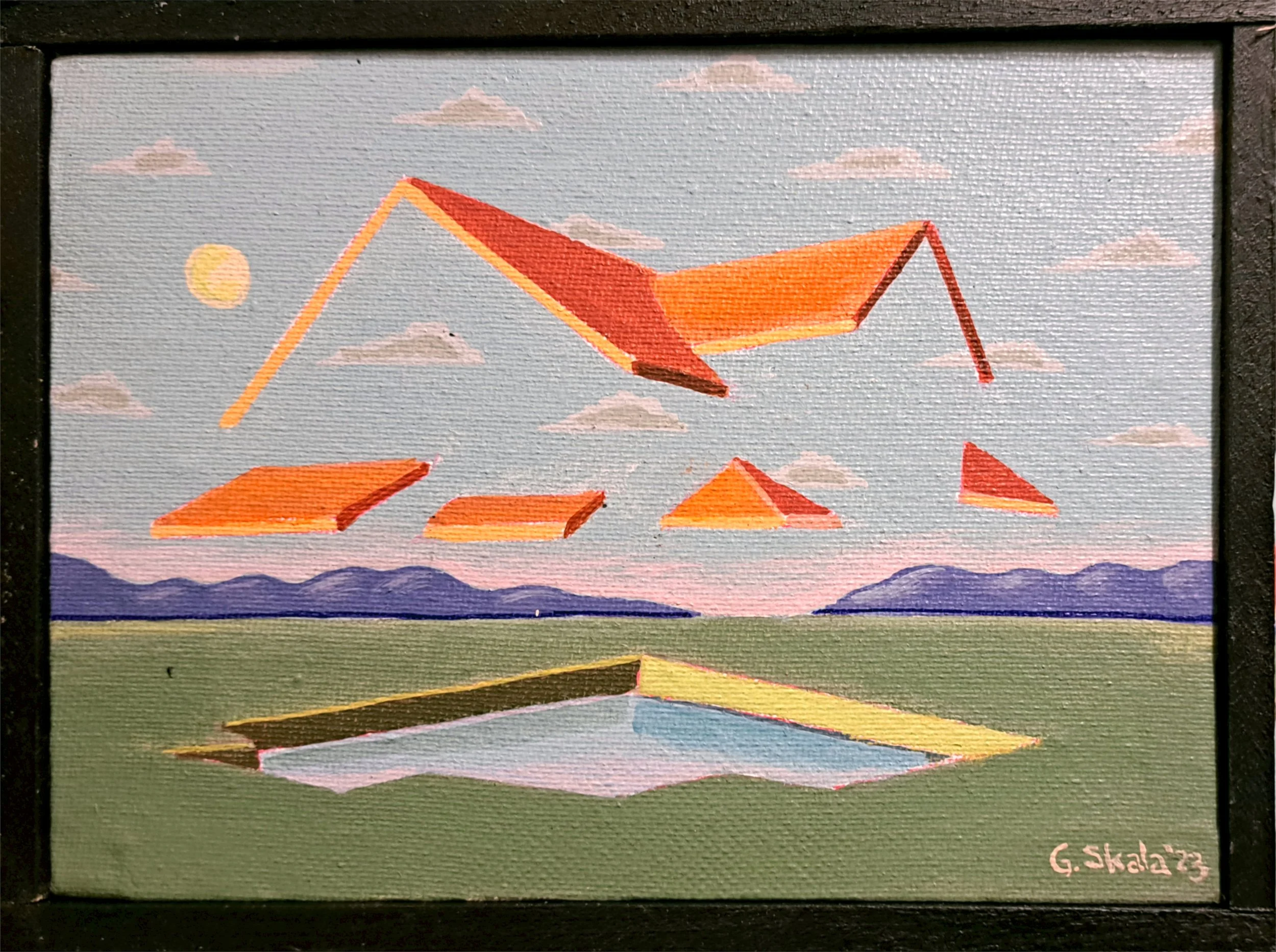 "Roofs, Pt. 2, No. 2", July 2023, 5 x 7 in., acrylic on canvas