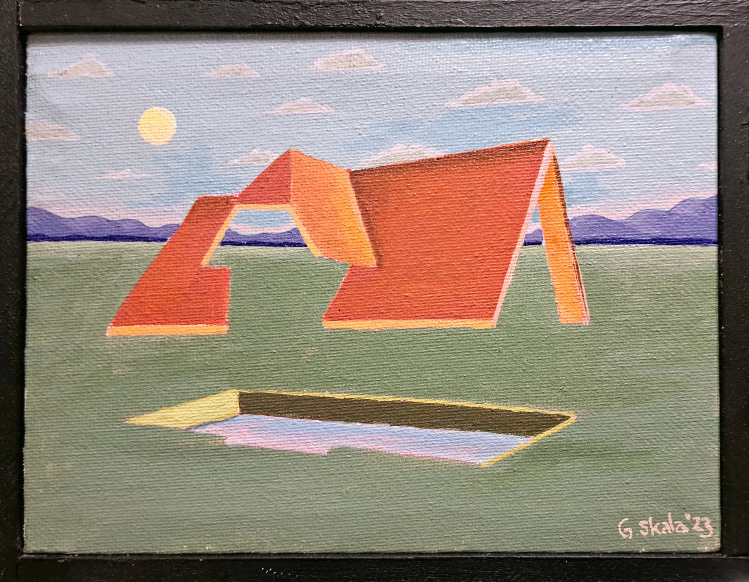 "Roofs, Pt. 2, No. 3", July 2023, 5 x 7 in., acrylic on canvas