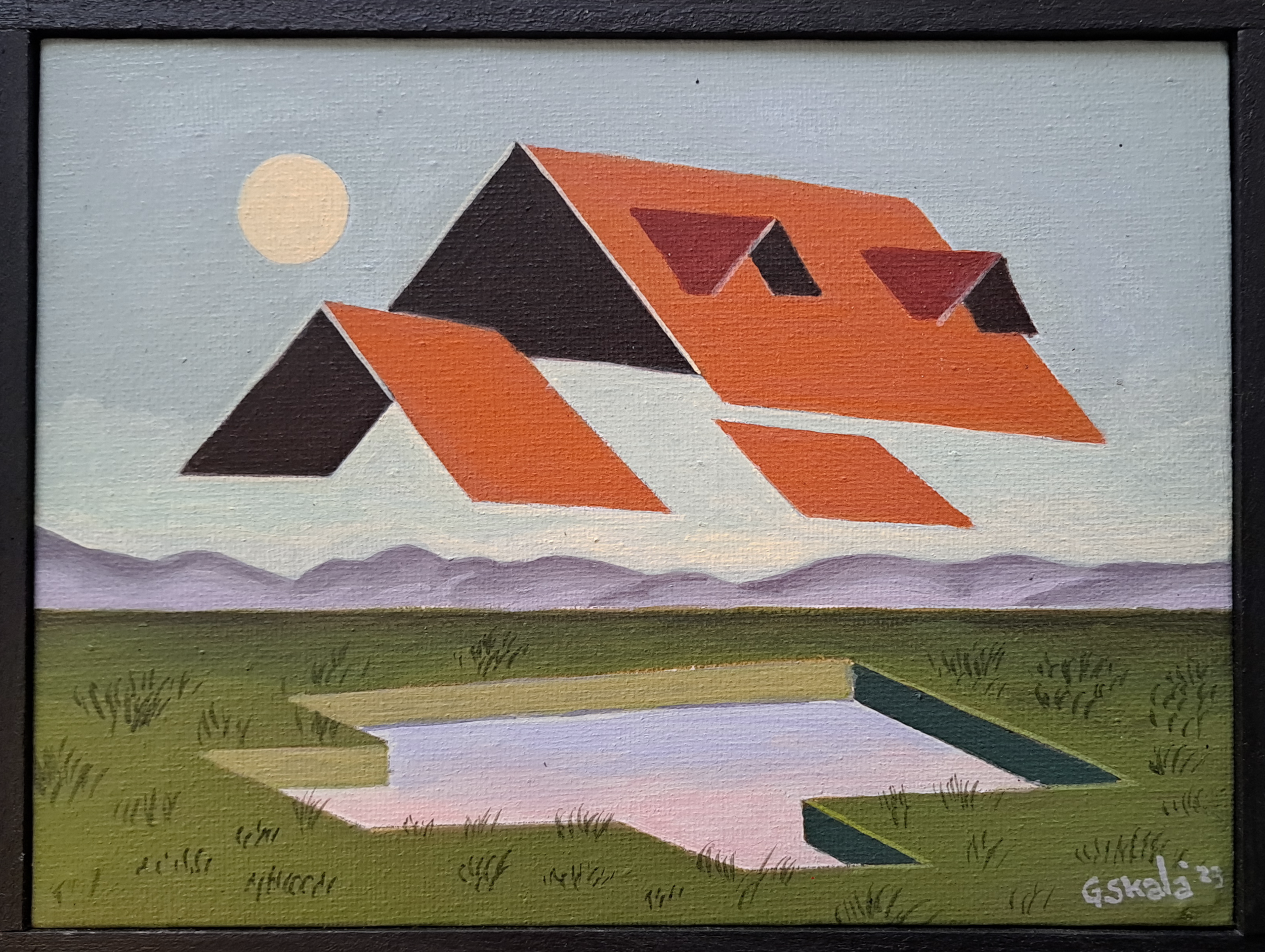 "Roof, 1 of 3", 2023, acrylic on canvas, 8 x 6 in.