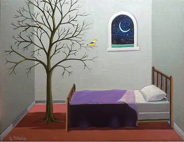     A Bird On A Branch… (for Danielle)  , 2019  Acylic on canvas, 5 x 7 in., Private collection  