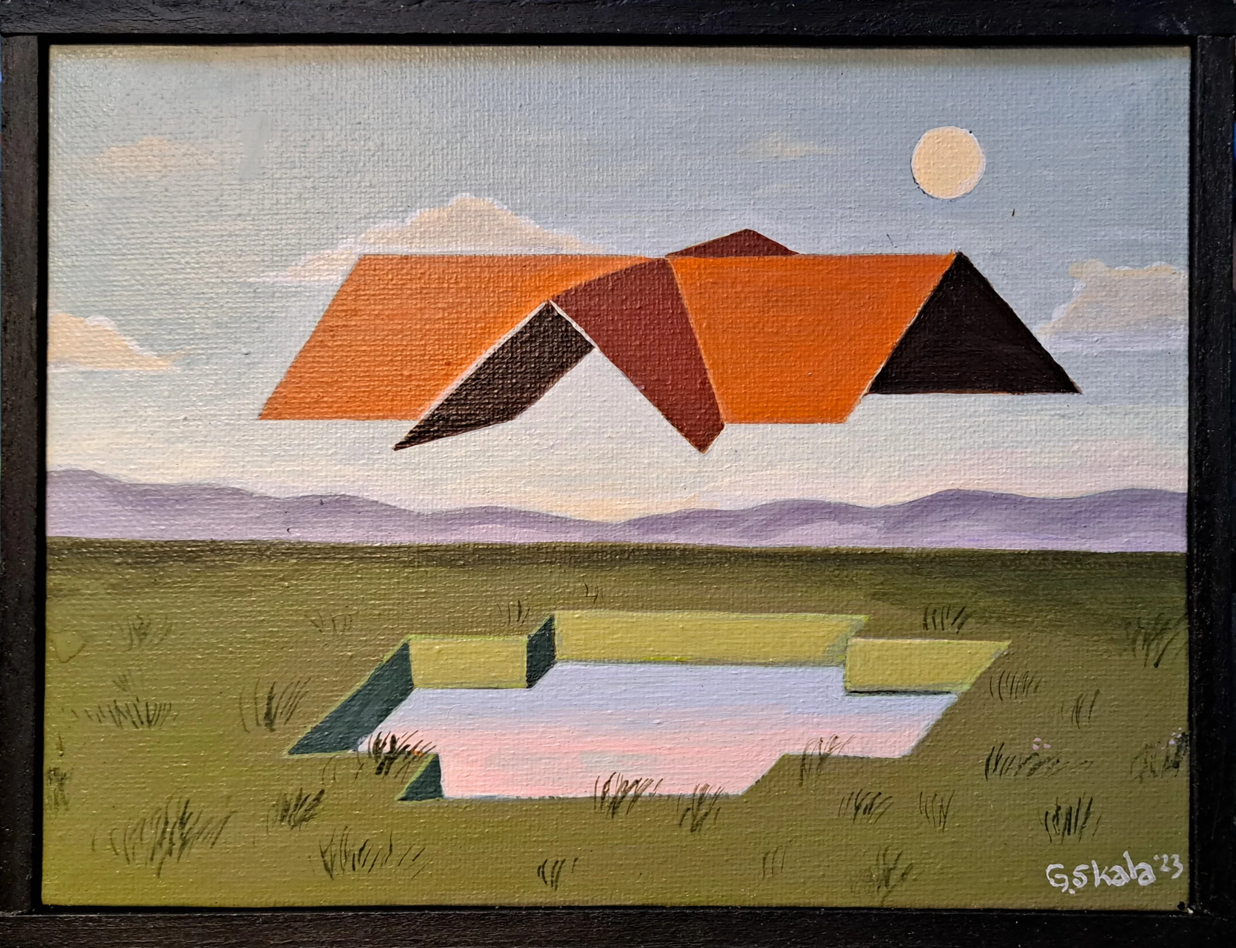 "Roof, 3 of 3", 2023, acrylic on canvas, 8 x 6 in.