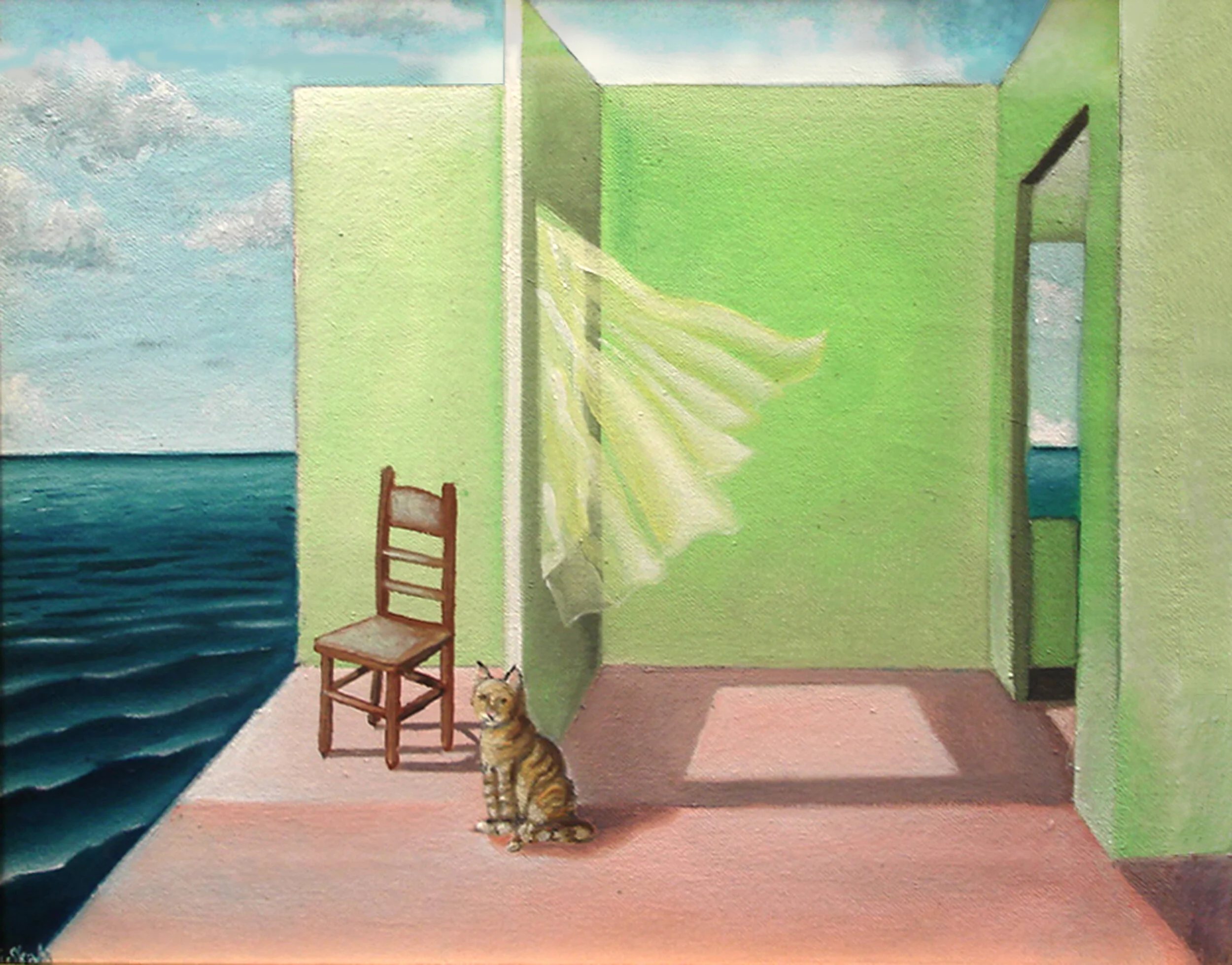     Thirsty Cat  , 2009  Oil on panel, 11 x 14 in., Private collection  