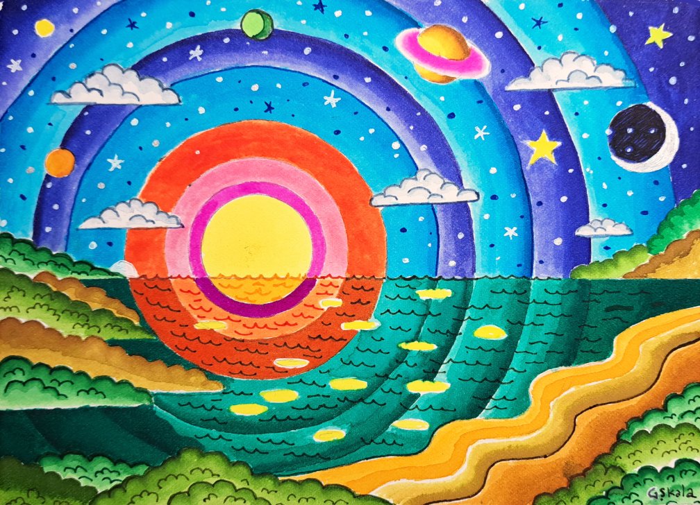 "Cosmic Landscape VIII", 2024, Watercolor on paper, 6-1/2 x 4-1/2 in.