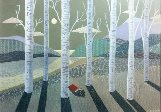 "Shadows and Tall Trees", 2018, Gouache on paper, 9 x 12 in., Private collection