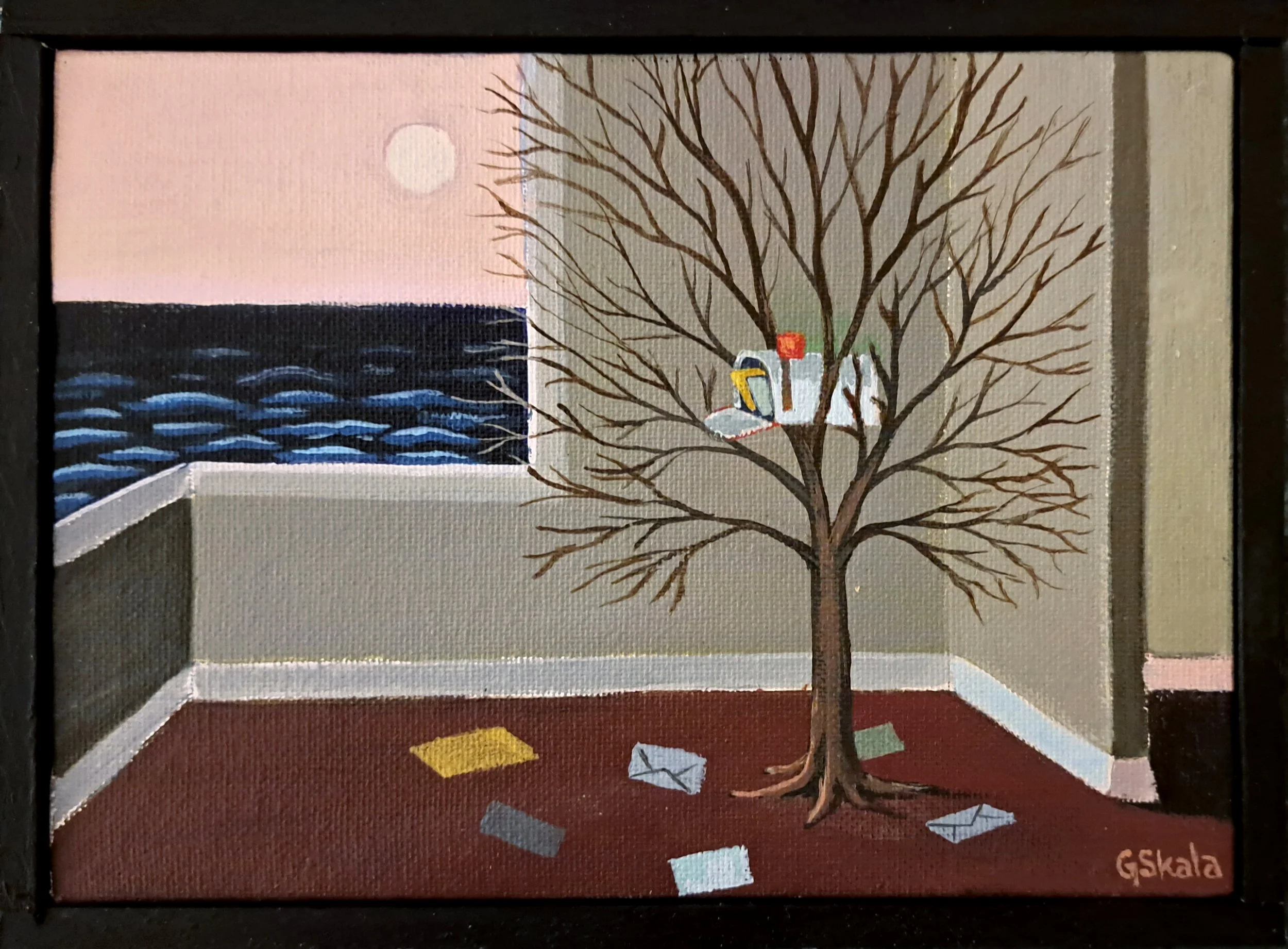 "Dead Letter Office", Nov. 4-11, 2023, 5 x 7 in. acrylic on canvas