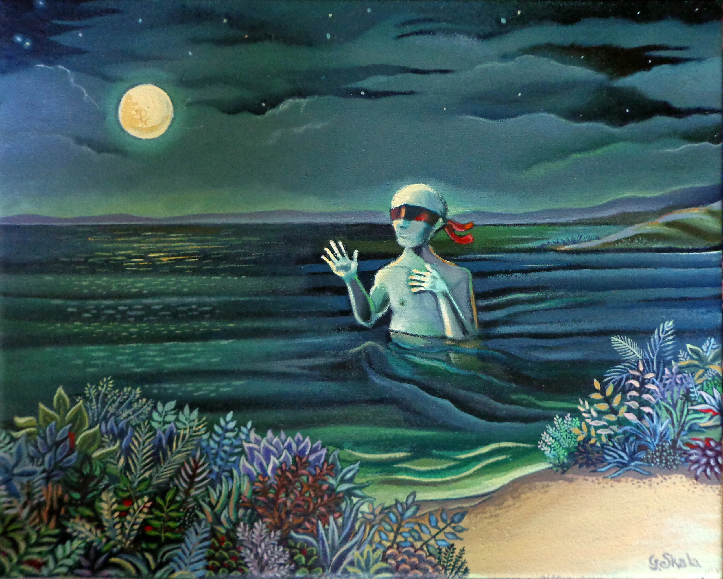     A Blind Prophet (in memory of Brian Parks)  , 2017  Oil on panel, 12 x 16 in., Private collection  