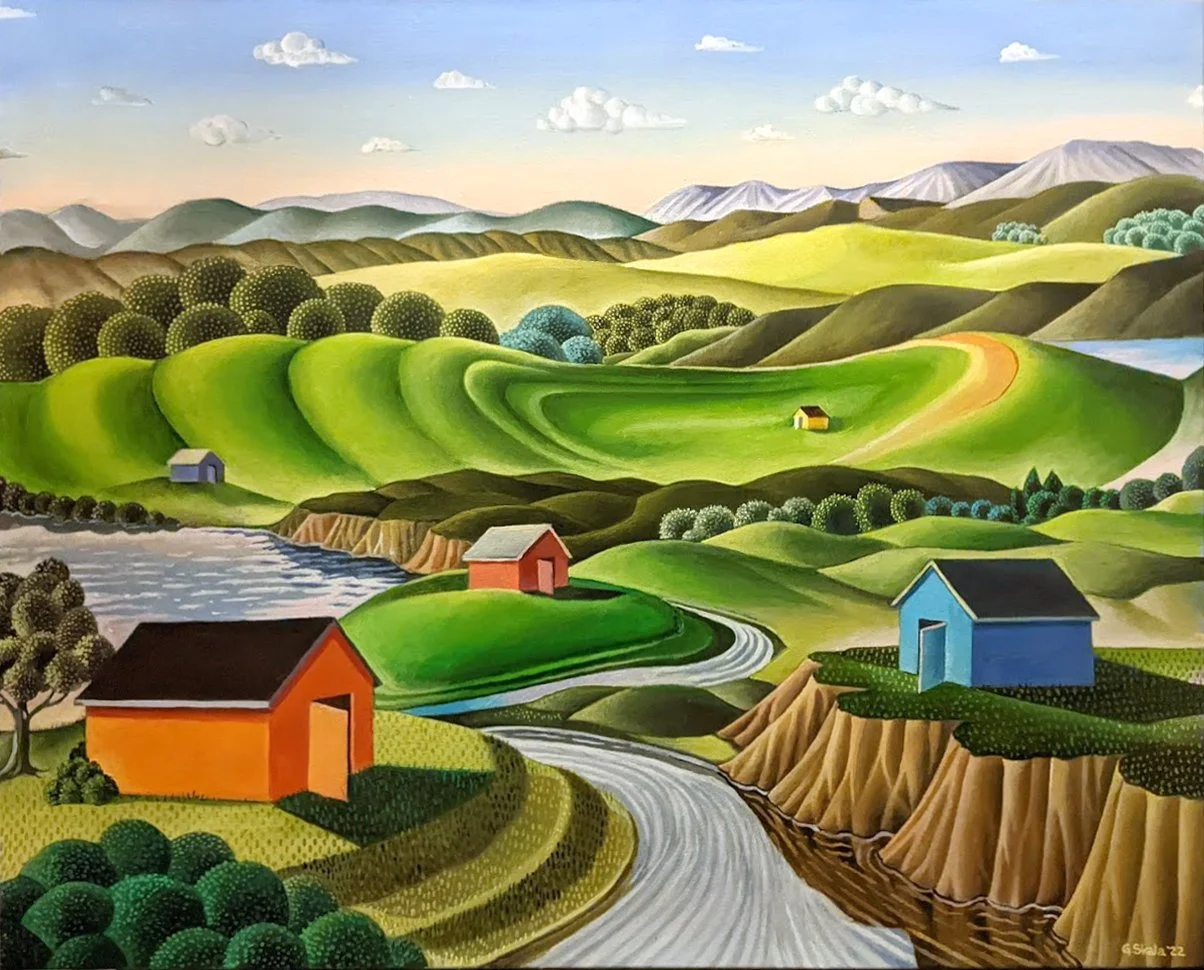 Primary Houses, 2022, oil on canvas, 24 x 30 in., Private collection (Texas)