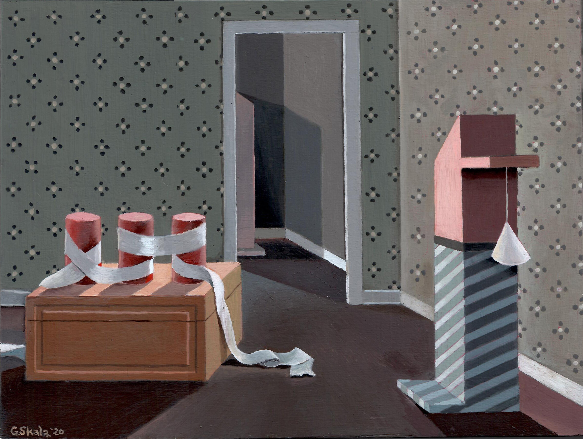     Convivophobia (Pandemica)  , 2020  Oil on panel, 9 x 12 in., Private Collection  