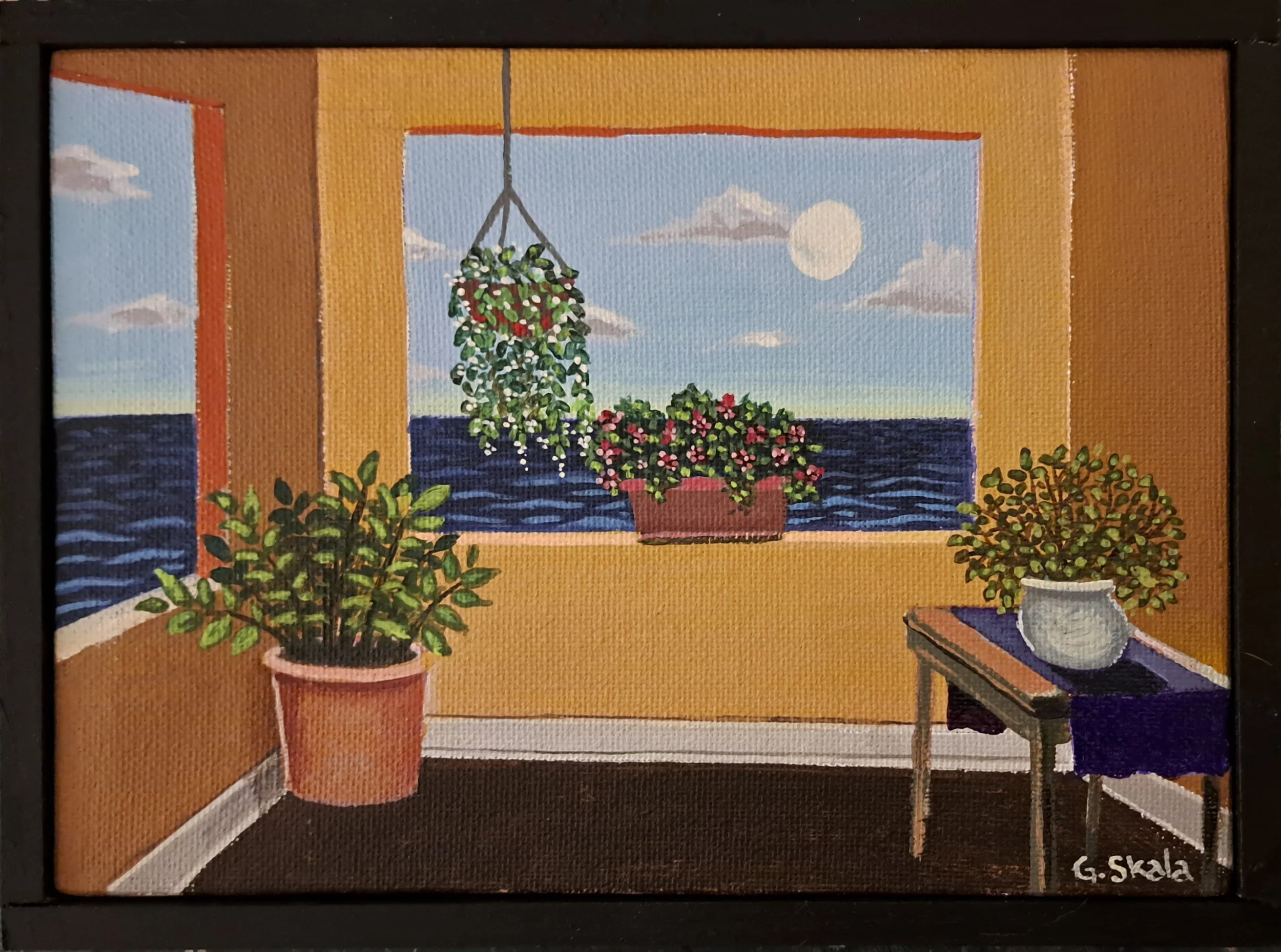 Untitled (Room with plants), Nov. 4-11, 2023, 5 x 7 in. acrylic on canvas