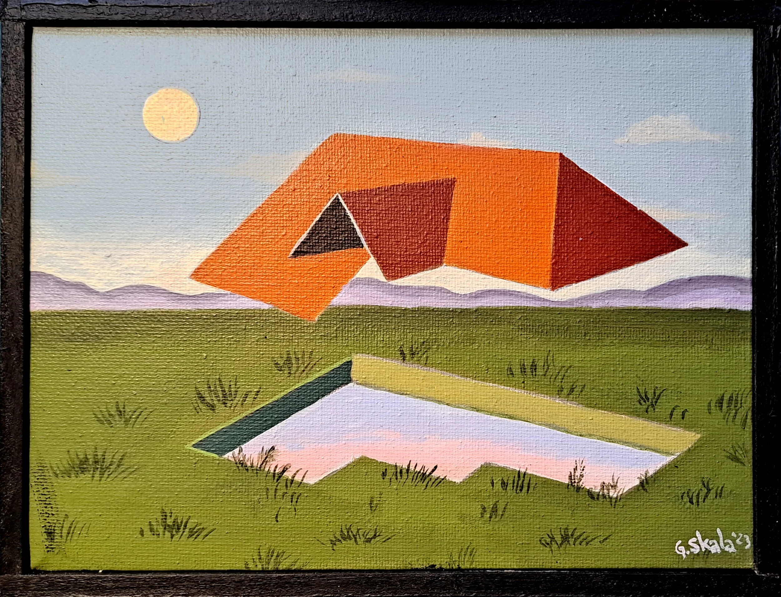 "Roof, 2 of 3", 2023, acrylic on canvas, 8 x 6 in.