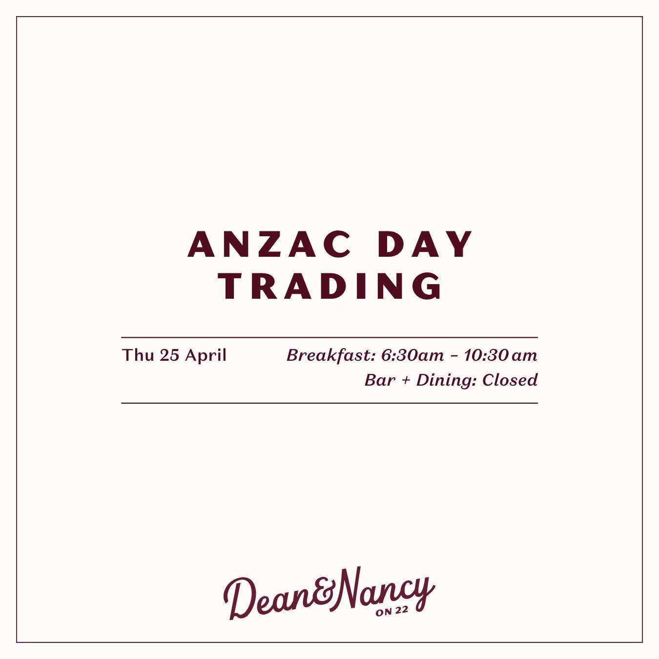 Heading into the city this Anzac Day? Post-march, join us for breakfast above it all before we close the bar for the evening.