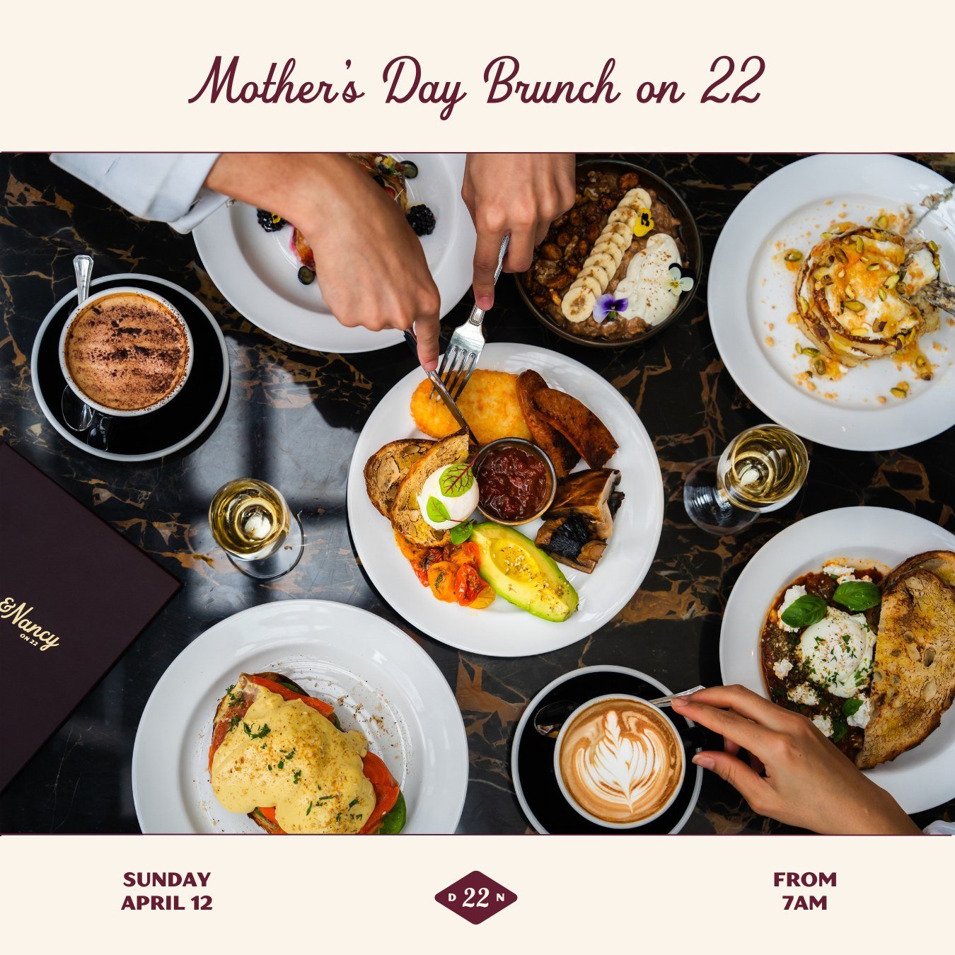 Treat Mum to a sky-high Mother&rsquo;s Day brunch at Dean &amp; Nancy on 22 on Sunday, May 12. We&rsquo;re extending our morning trade a bit longer to celebrate, and greeting Mum with a complimentary sparkling on arrival 🥂  Elevate her day from the 