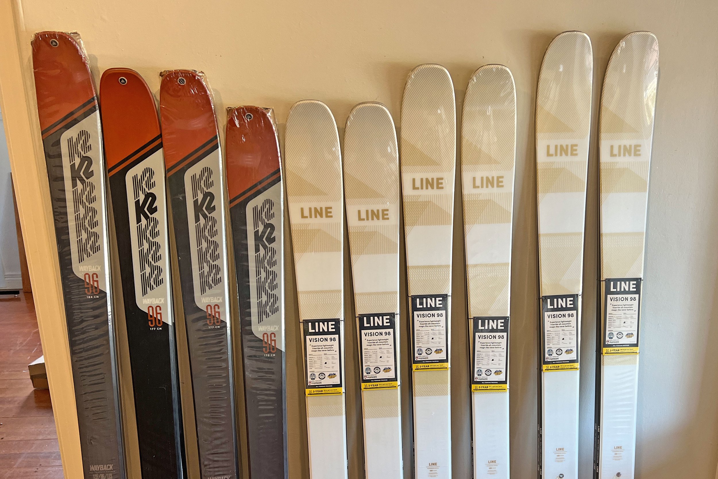  New Rental and Retail Ski Models 2022. Line Vision 98 and K2 Wayback 96.  