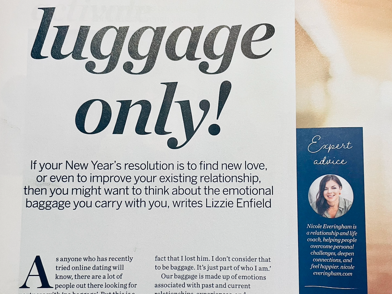 Psychologies magazine article featuring relationship coach Nicole Everingham as an expert contributor.
